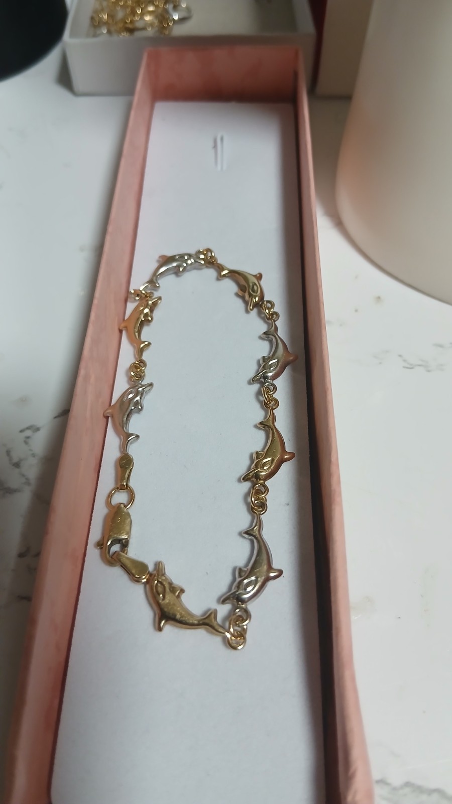 9ct Yellow and white Gold dolphins Bracelet.