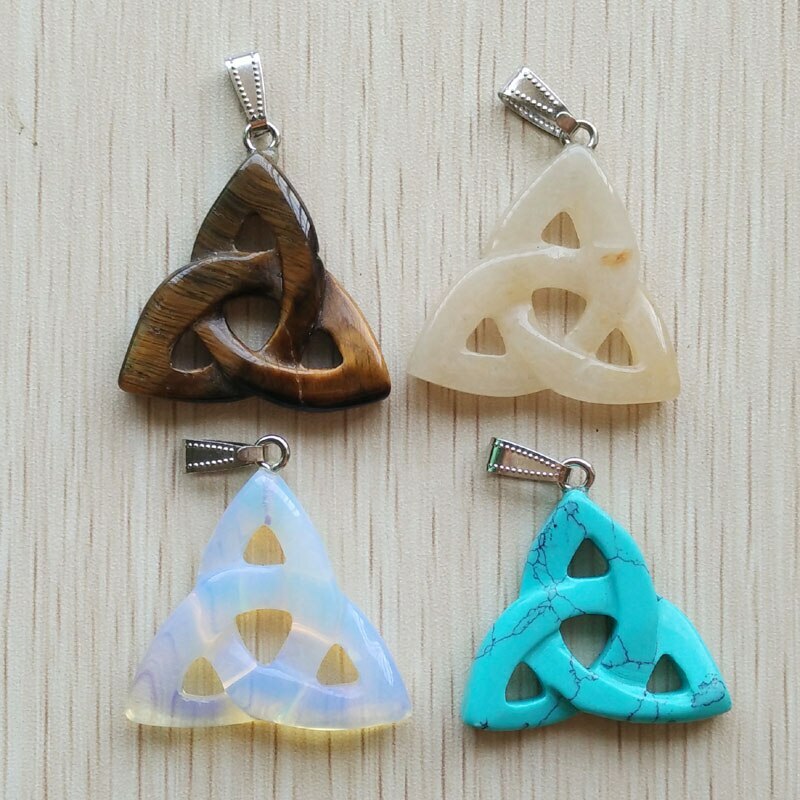 8pcs/lot Natural Stone Hollow Triangle Charms Pendants Beads for Jewelry Making