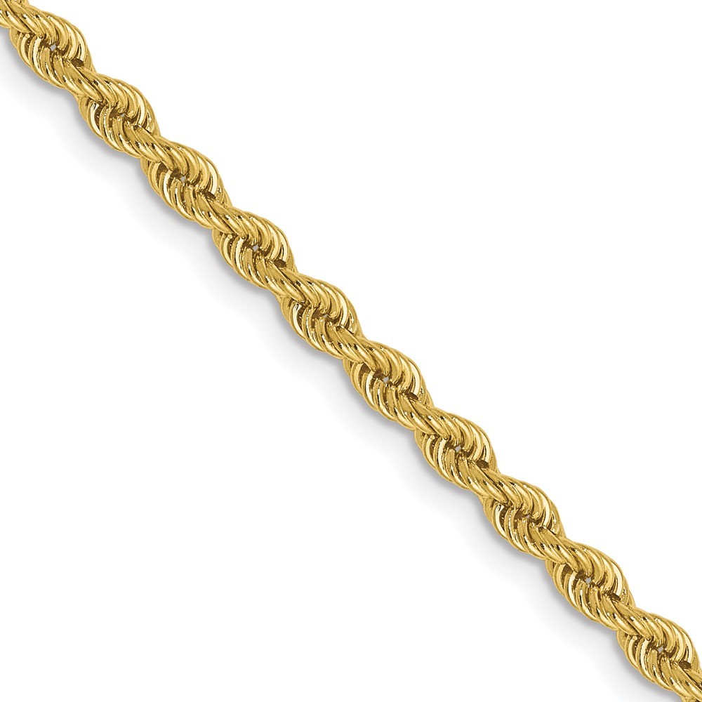 10k Yellow Gold 2.5mm Solid Regular Rope Chain Necklace 20″ 9.05gm