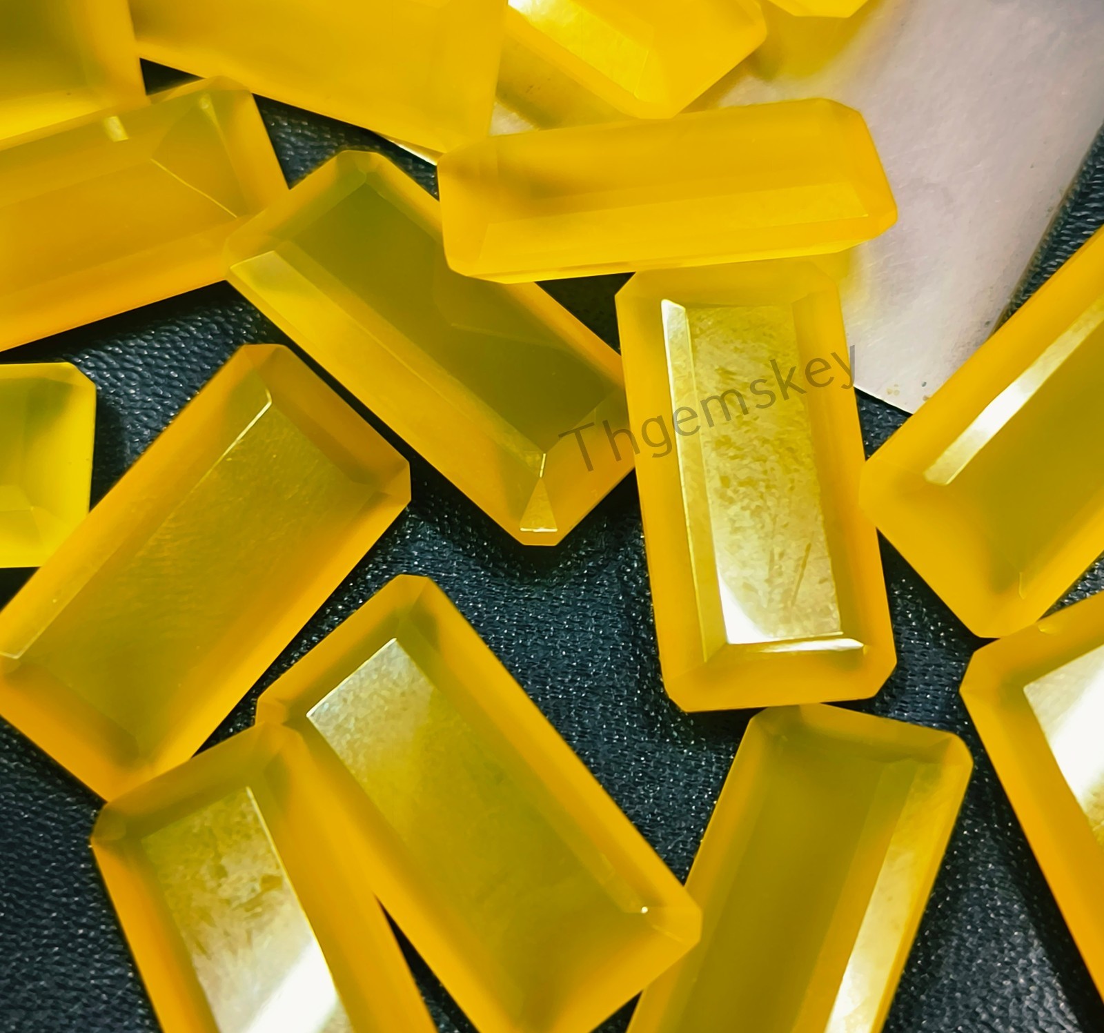 Natural Yellow Chalcedony Faceted Cut Long Octagon Gemstone 6x12mm-15x30mm