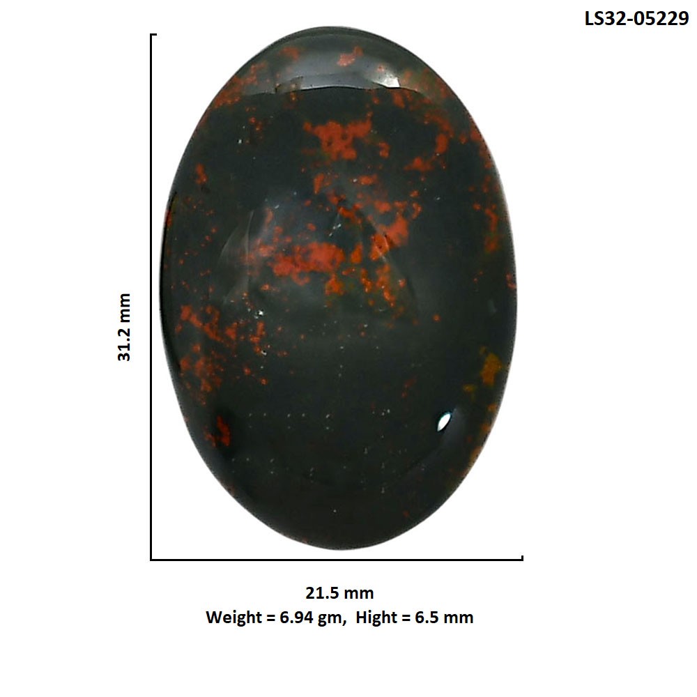 Natural Blood Stone 21.5×31.2×6.5 mm Oval Shape Polished Gemstone LS32-05229