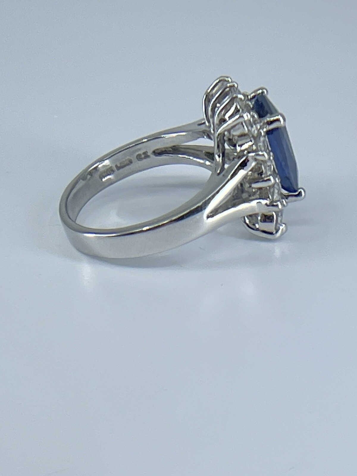 Ring ADI 925 sterling silver square blue amethyst small white rhinestones size 7