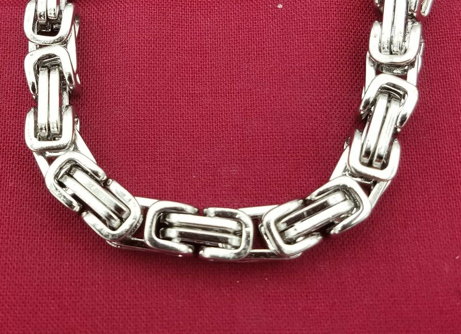 34 INCH STAINLESS STEEL SILVER 6MM BYZANTINE TURKISH BOX ROPE CHAIN NECKLACE