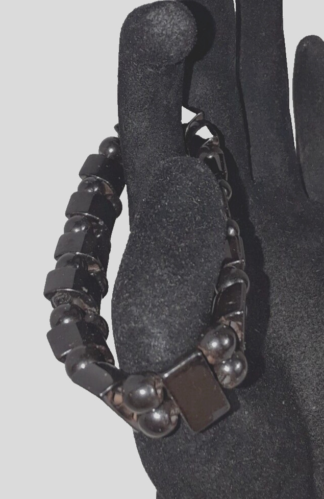 Metallic Stretch Bracelet Dark Stones 3.5 Inches Across Bracelet