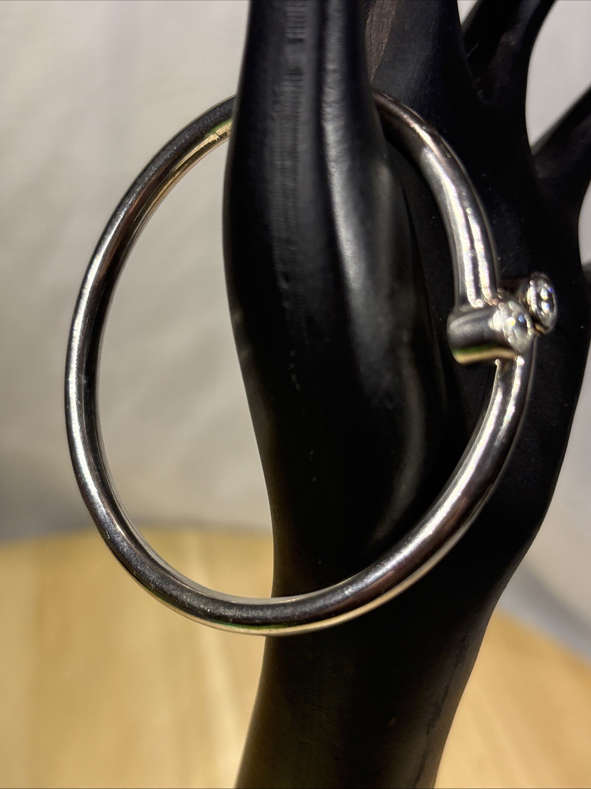 Sterling Silver Hollow Flexible Bracelet, With Clear Crystal , Marked 925