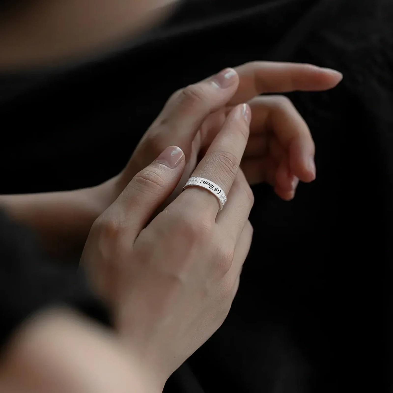 Let Them Pavé Mantra Rings for Women, S925 Sterling Silver Self Worth Motivat…