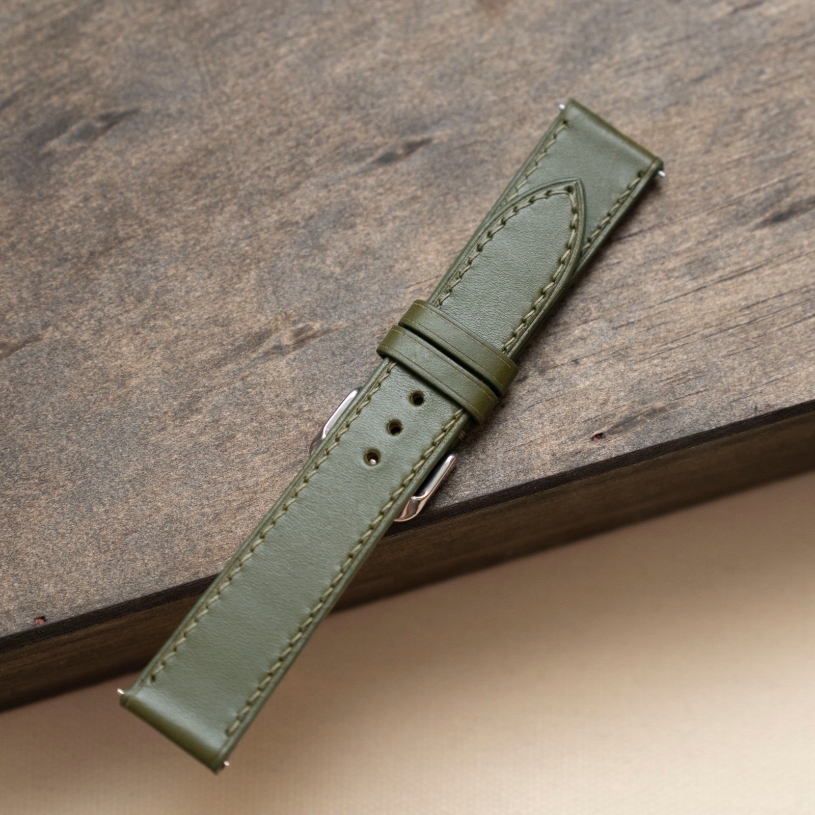 Green Olive Cow Leather Watch Strap Wristwatch Band 14mm to 26mm