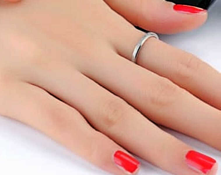 Silver Ring Sandblasted Titanium Steel Minimalist Ring Band 2MM