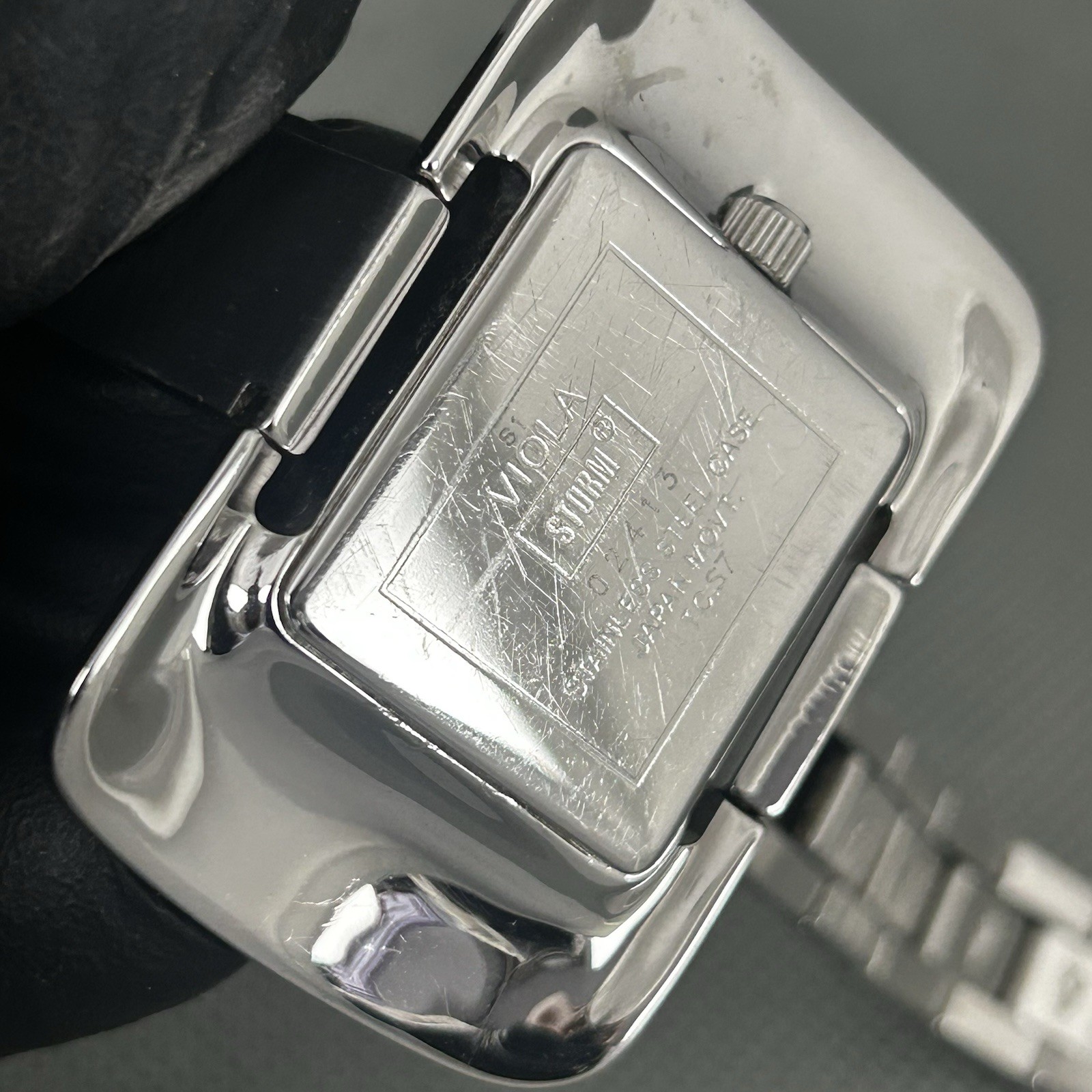 Storm Womens Watch Viola Silver S.Steel Pink Dial Rectangle Ladies New Battery