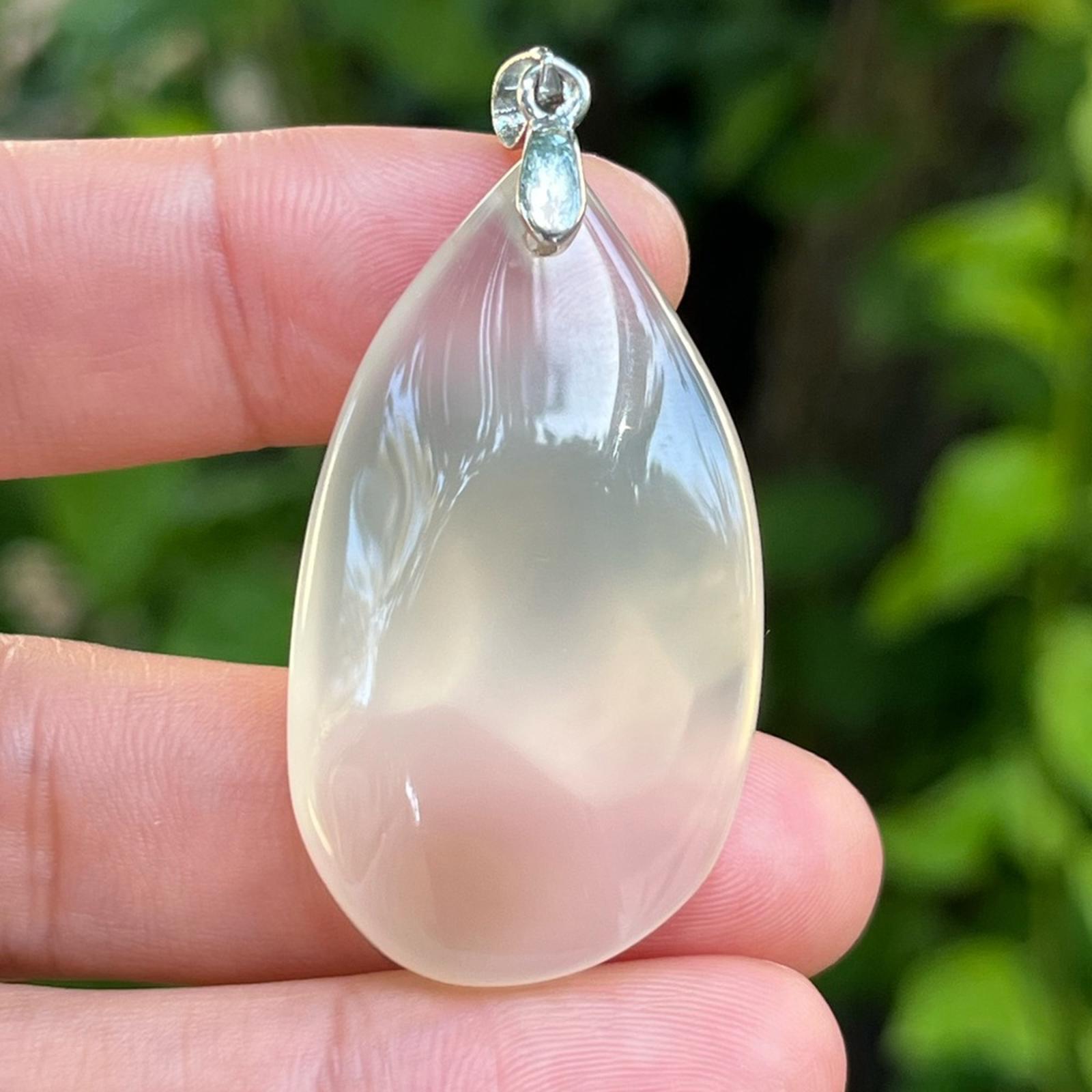 Sterling silver clear dendritic flower agate pendant