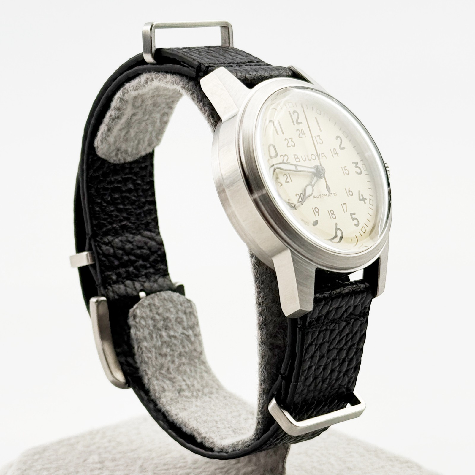 Bulova Hack Men’s Automatic Watch Military Sports Leather Strap 38 mm 96A246