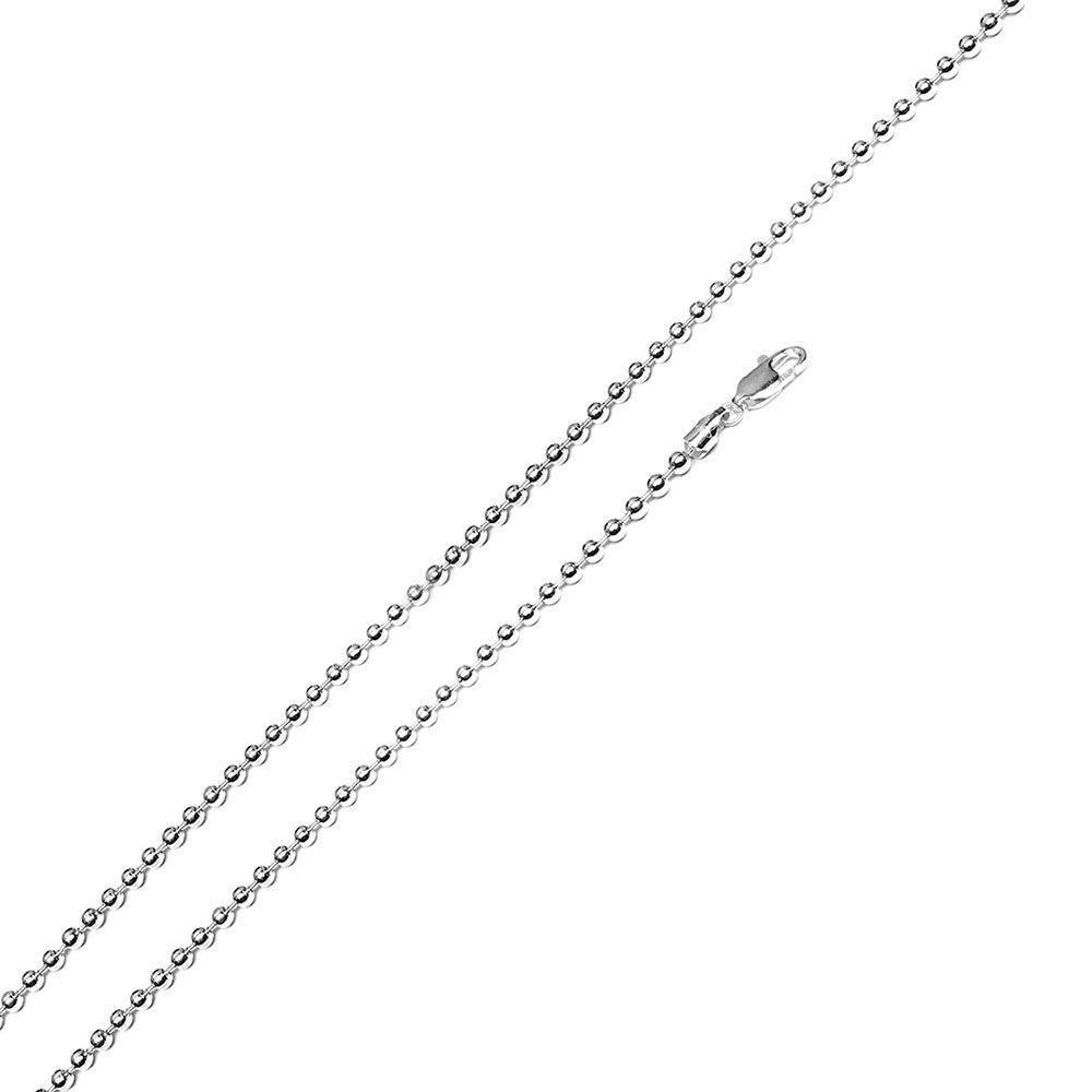 .925 Sterling Silver Bead Chain 1.5mm-4mm Rhodim Plated High Polish 16″-40″