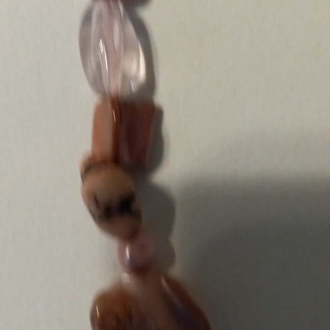 Pink Brown Glass Oval Beaded Necklace Cable Chain, Adjustable Extender Lobster