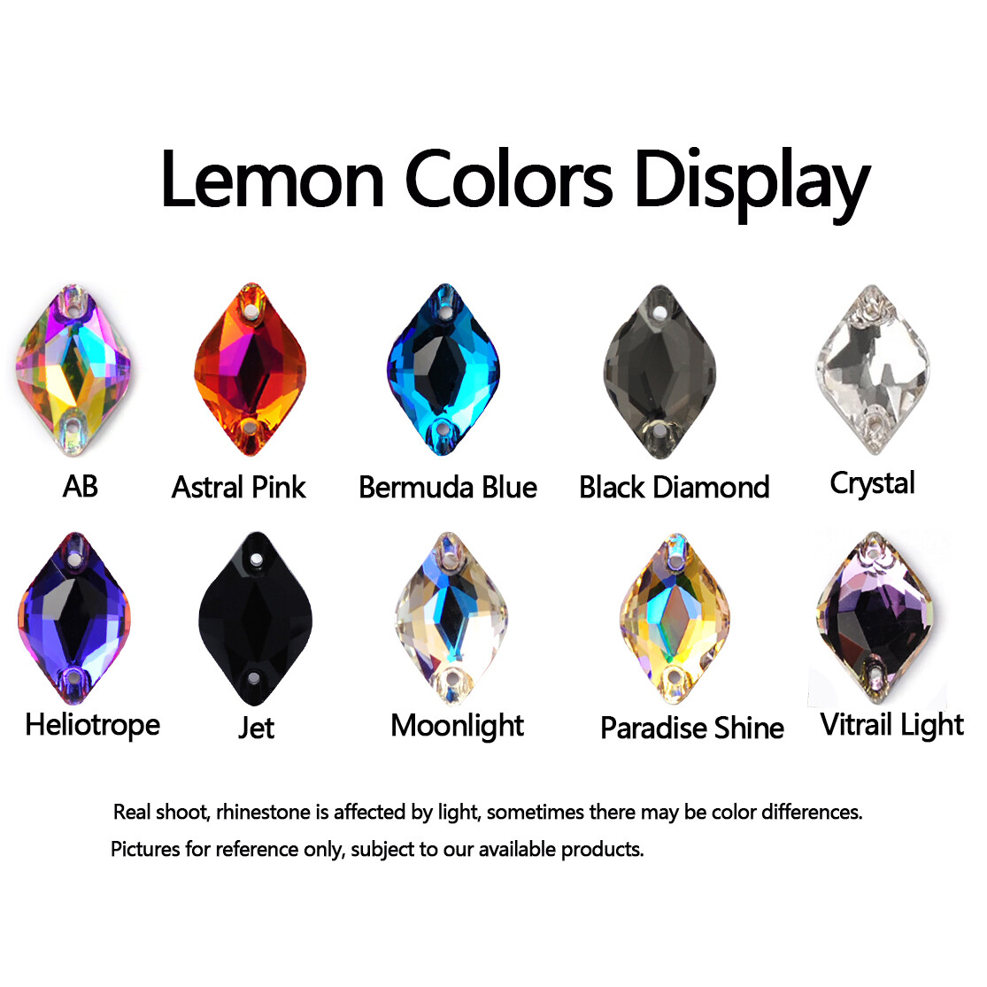 Glass K9 Strass Lemon Sewn Rhinestone Edges with Chamfers Sew On Rhinestones DIY