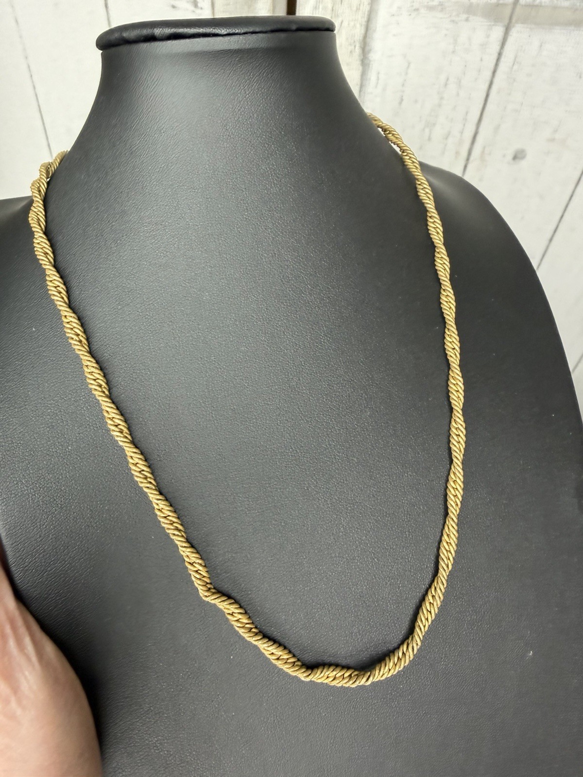Vintage Miriam Haskell Chain Necklace Signed Gold Tone Braided Minimalist