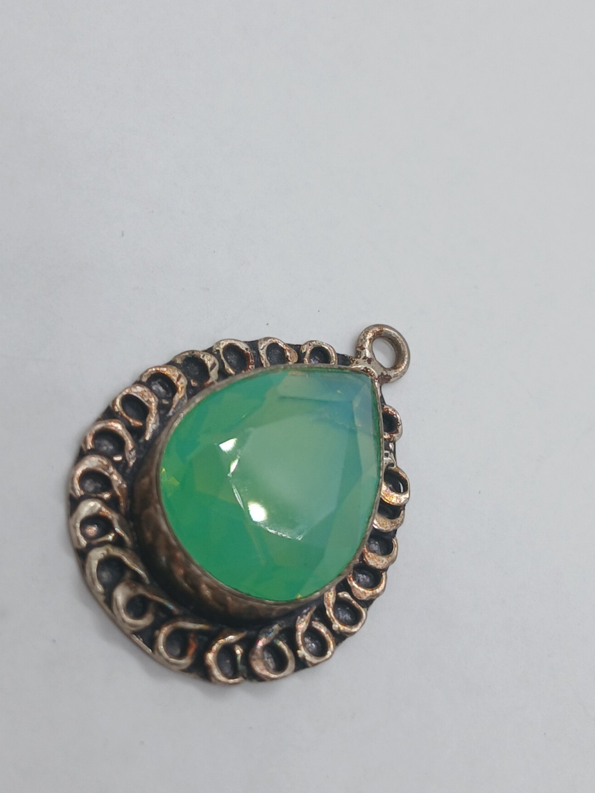 Green Gemstone Sterling Silver Teardrop Pendant