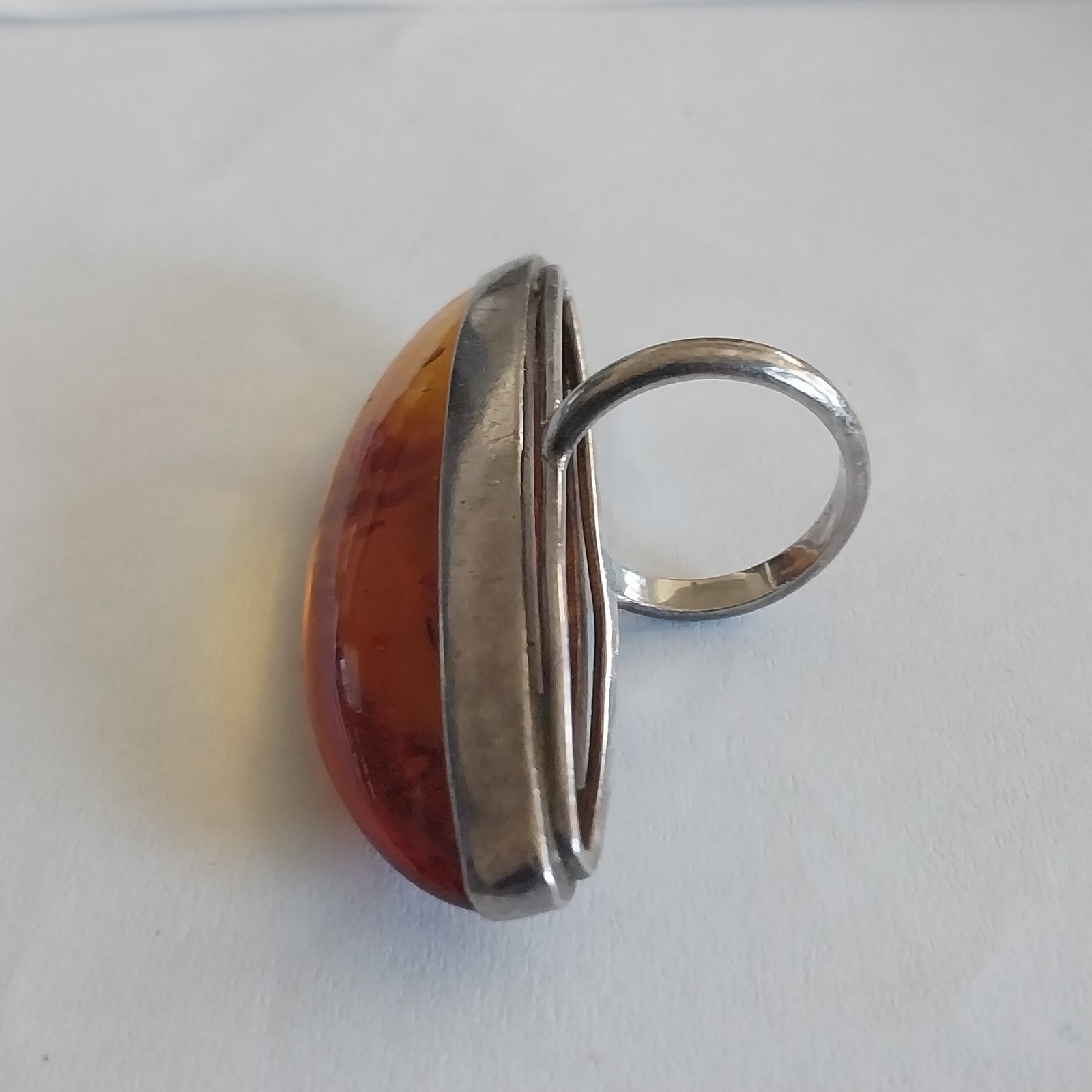 Vtg Huge Boho Sterling Silver 925 Amber Statement Oversized Ring Size 6.5