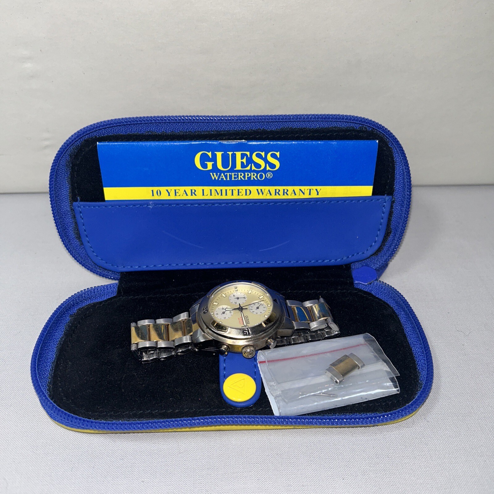GUESS WATERPRO 165 feet / 50 meters Silver and Gold Tone Mens Watch With Case