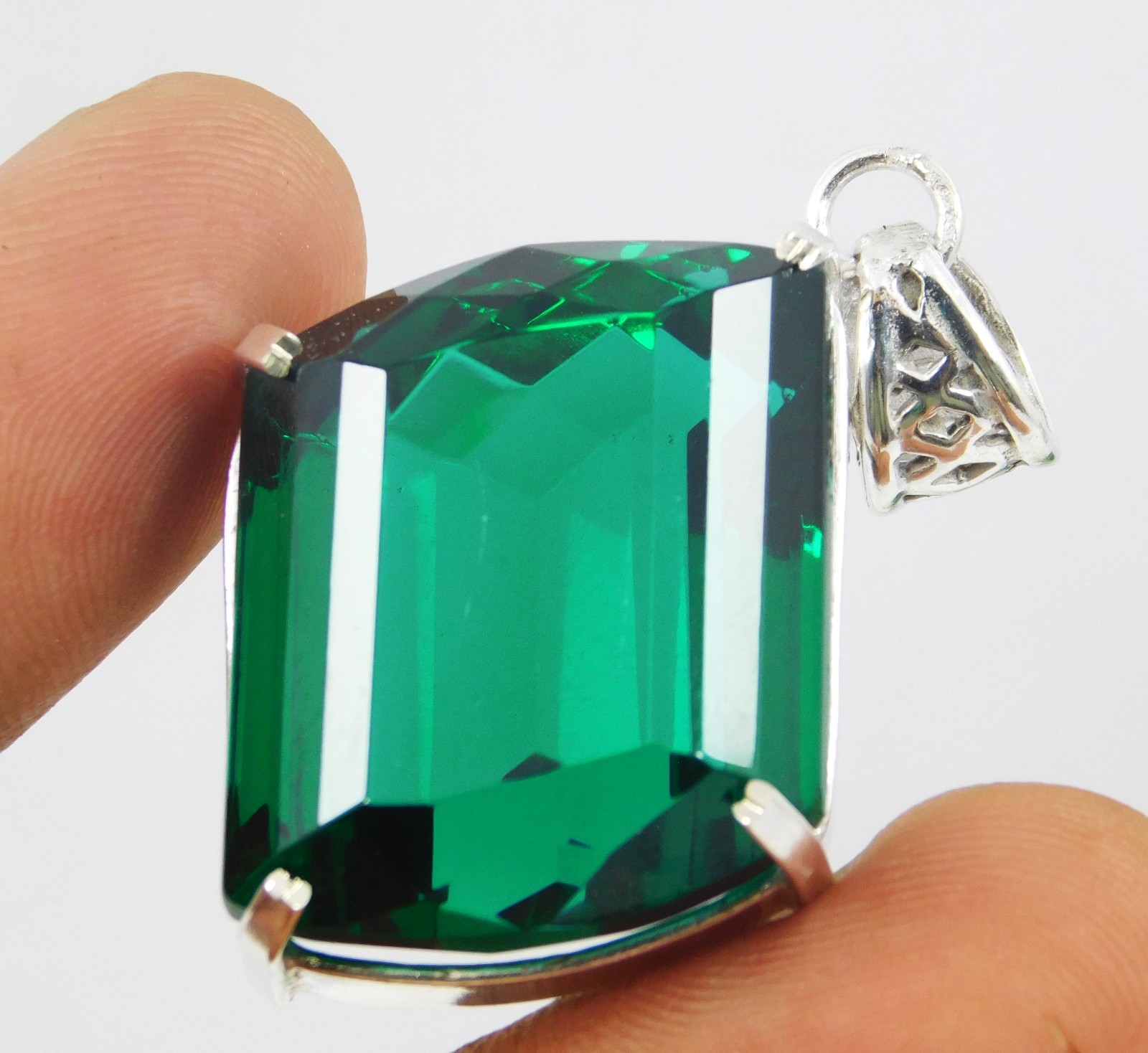 Certified Natural 87.55 Ct Tsavorite Garnet 925 Solid Silver Pendant Gemstone
