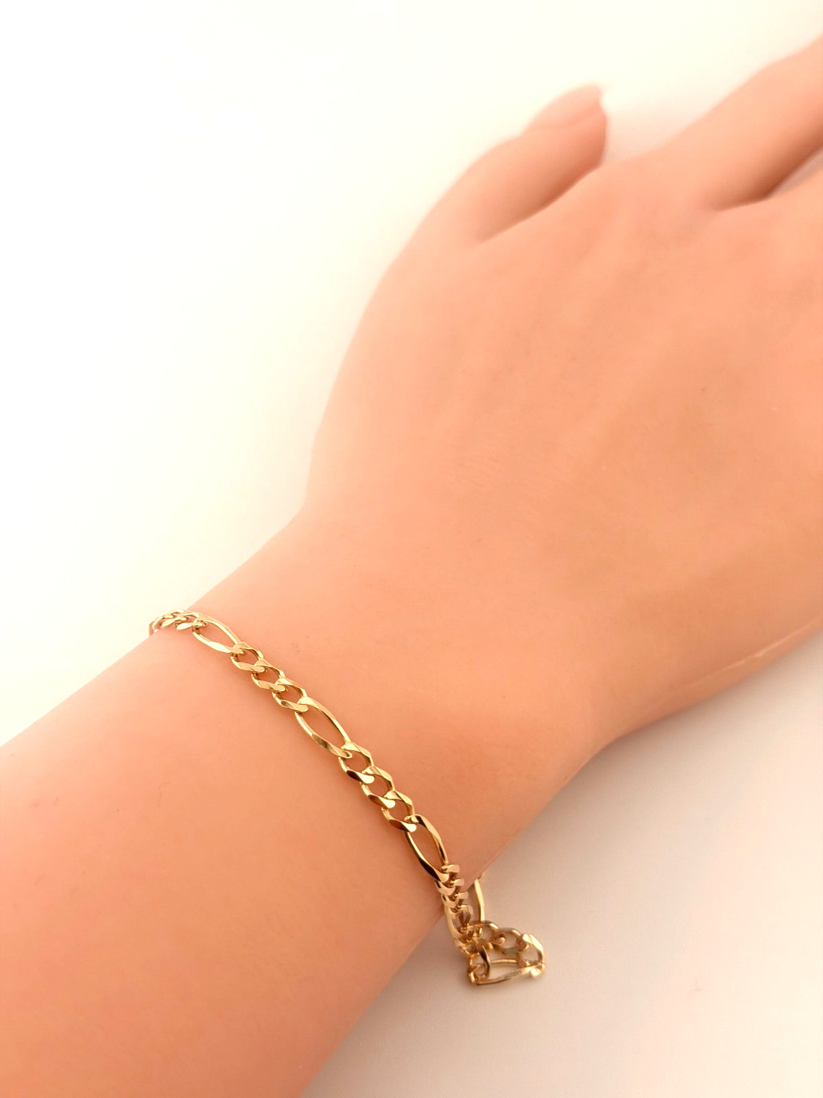 14 K Real Real Gold Figaro Concave Necklace Chain