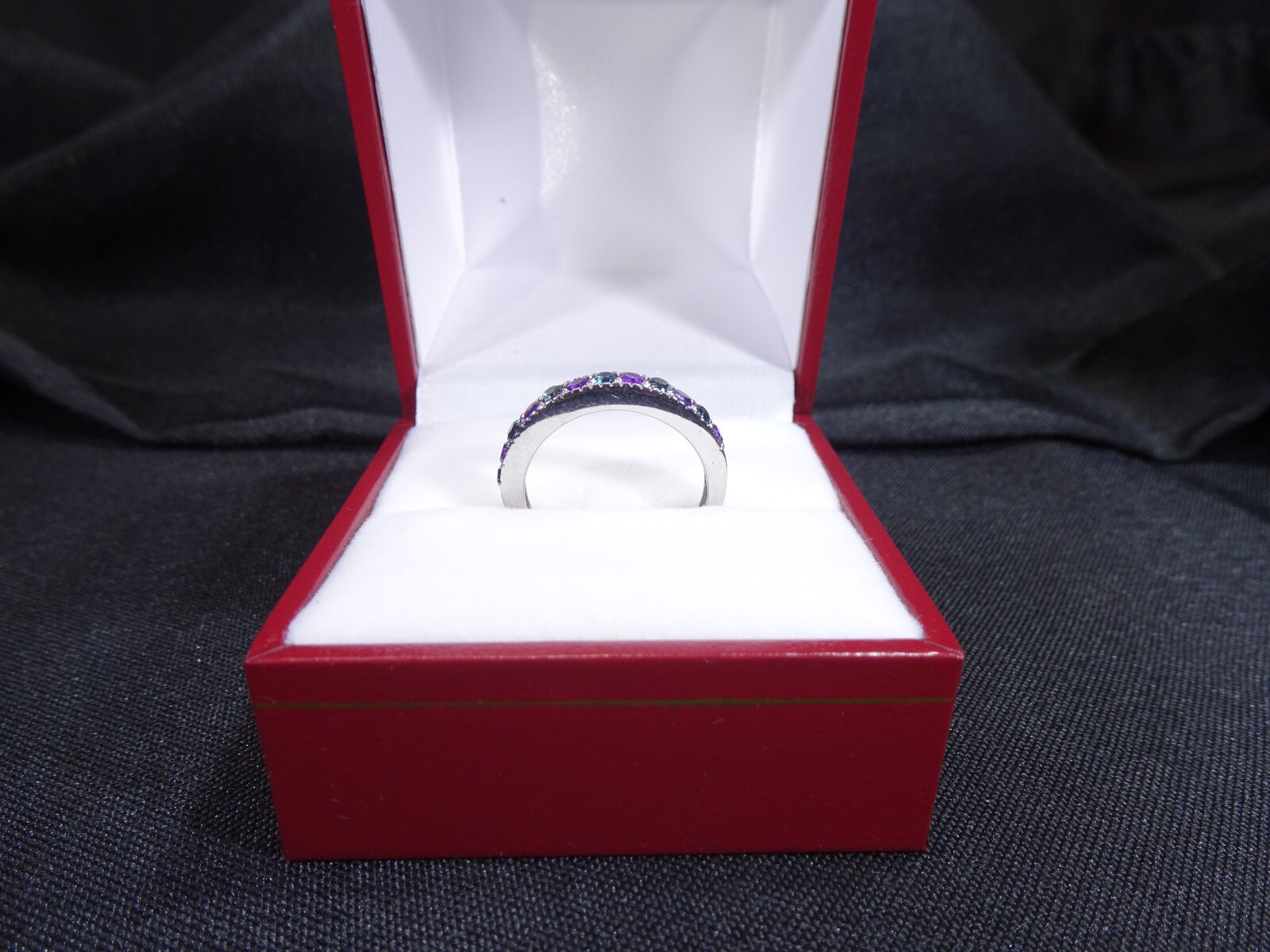 0.90 ct Natural Purple Amethyst & London Blue Topaz Solid Sterling Silver Ring