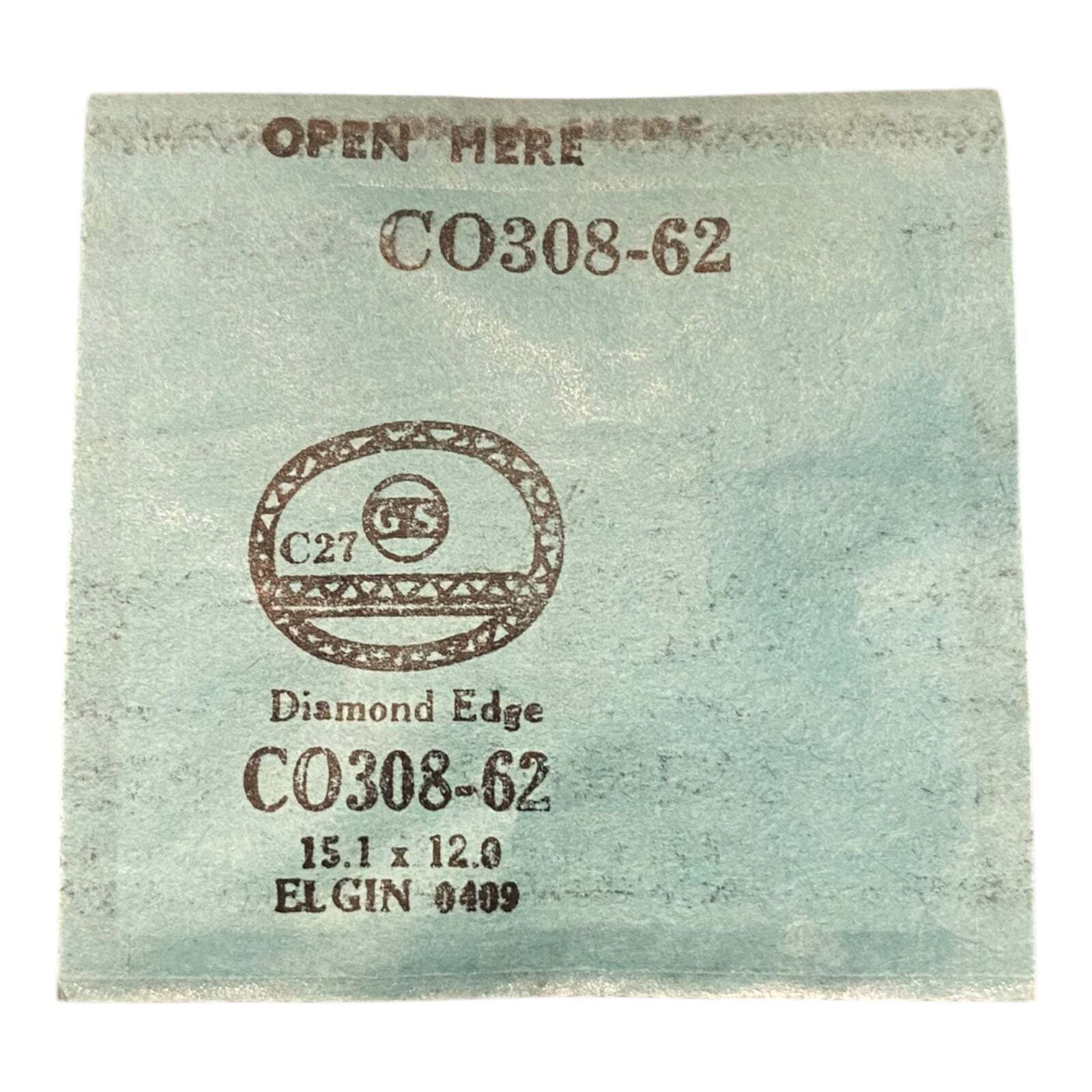 Germanow-Simon Mach (GS) CO308-62 Watch Crystal 15.1×12.0 NOS Part Flexo Elgin