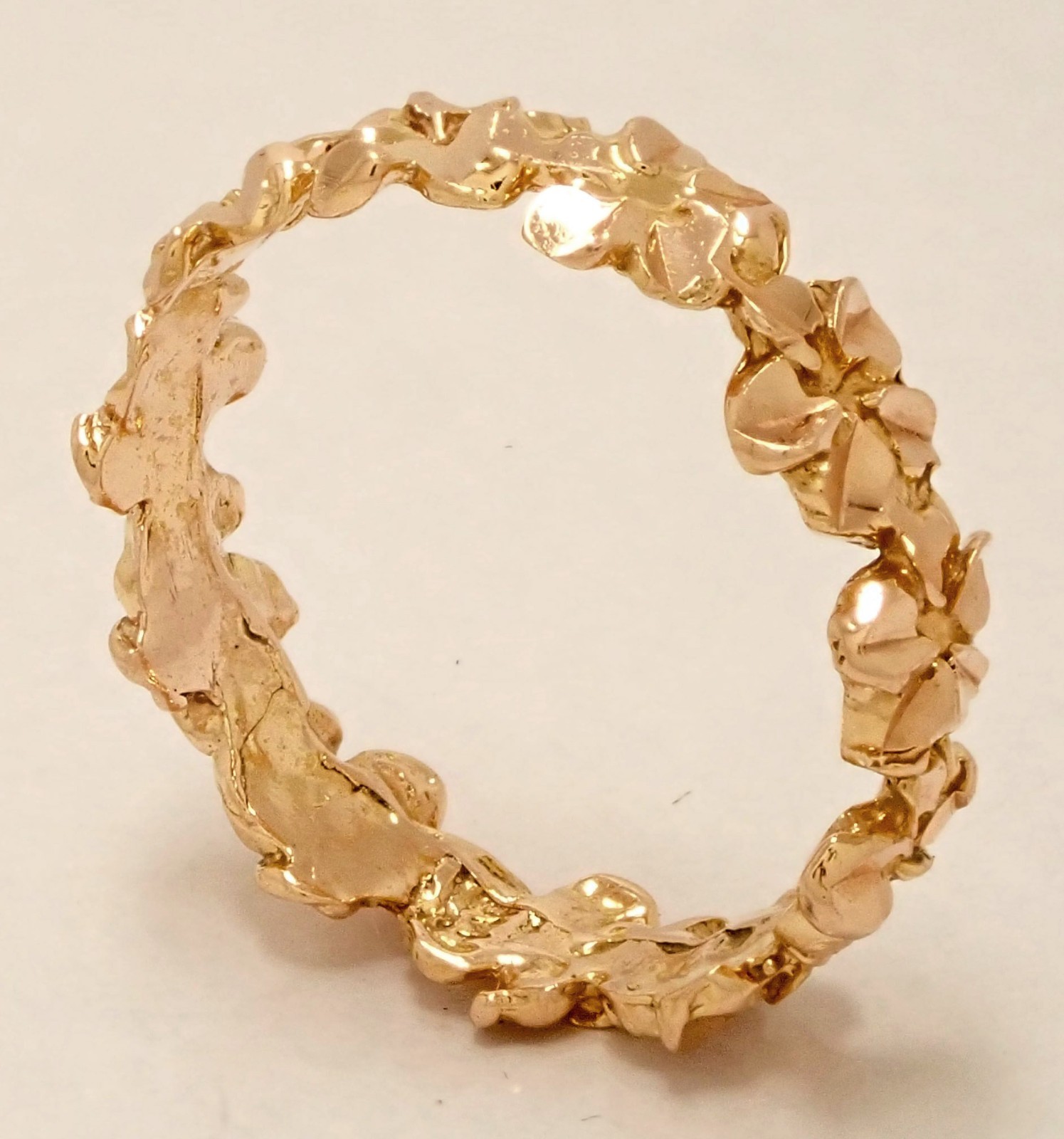 Size 3 Solid 14K Rose Gold Hawaiian Plumeria Lei Flower 4.3mm Ring Handmade 1.3g