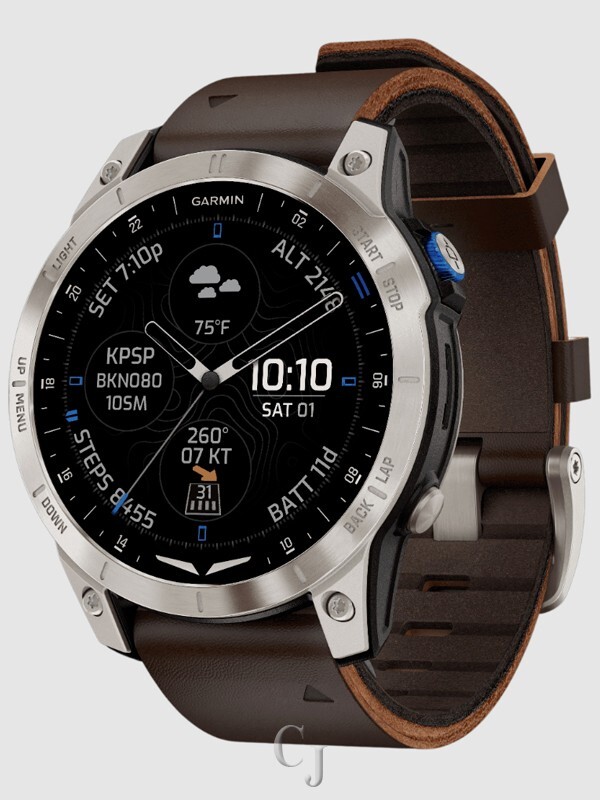 GARMIN D2 MACH 1 AVIATOR SMARTWATCH W/ LEATHER BAND WATCH 010-02582-54
