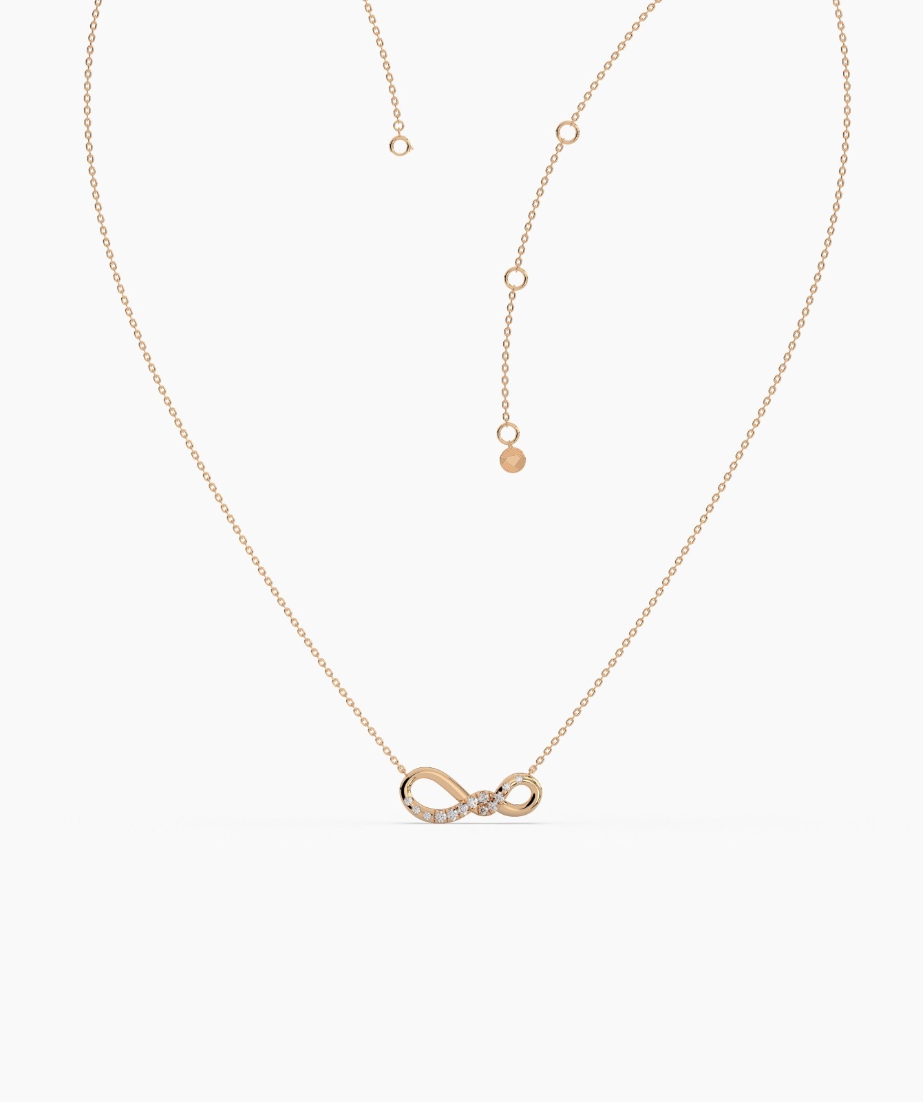 14K Gold Round E-F/VVS-VS Lab Grown Diamond Horizontal Infinity Pendant Necklace