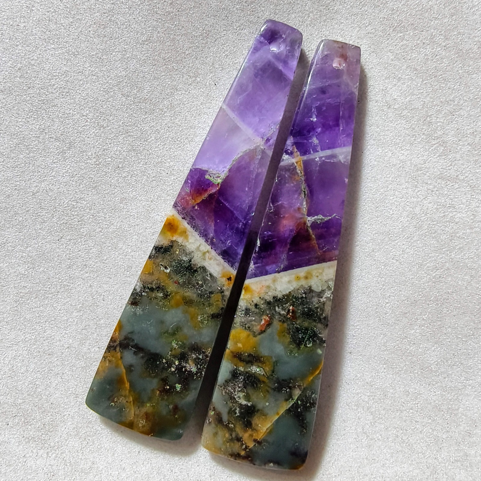 59 Cts Natural Amethyst Drilled Pair Cabochon Gemstone For Earrings 54.7X13.7 MM
