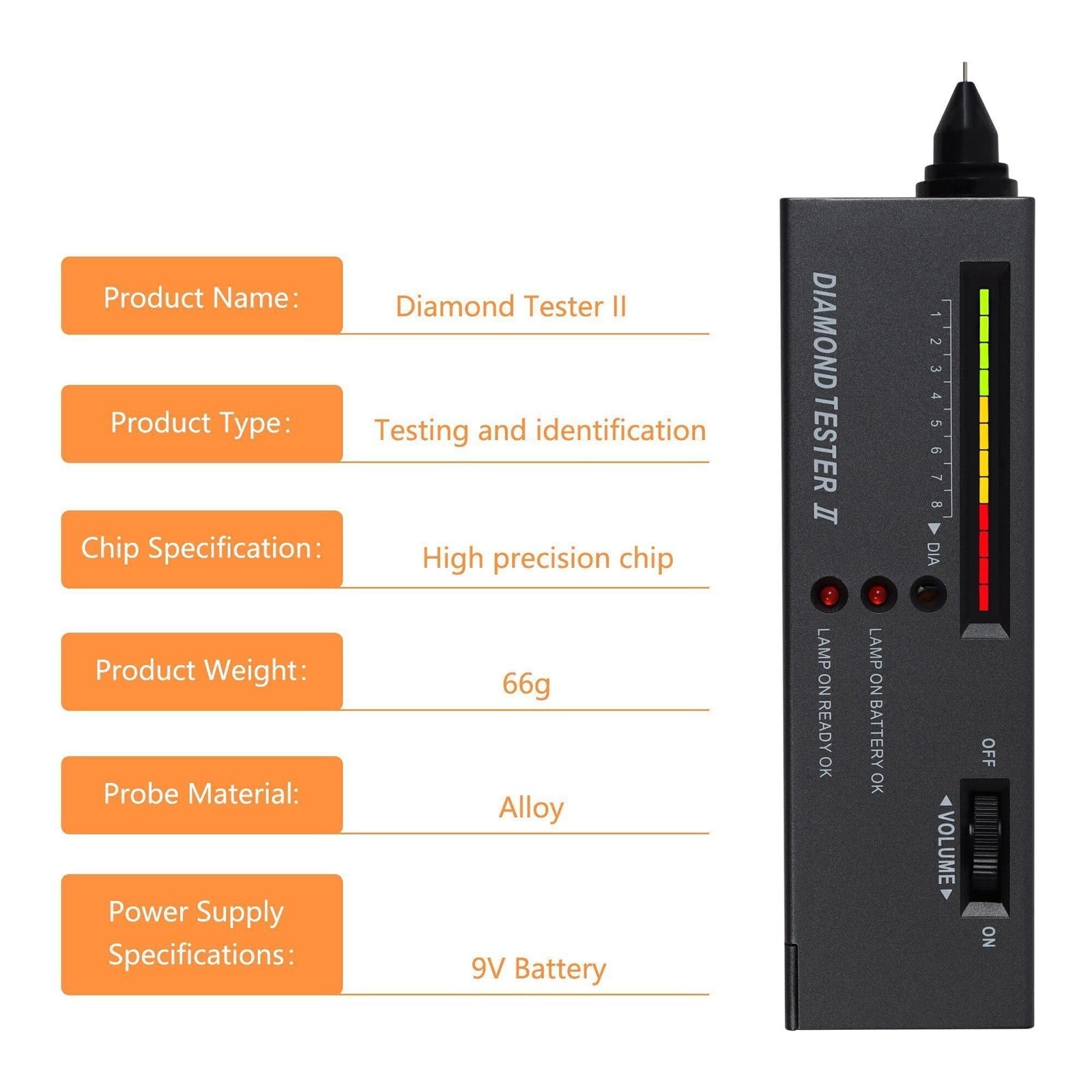 Diamond Tester, Professional Diamond Gem Tester Pen with 10x Magnifier and Tw…