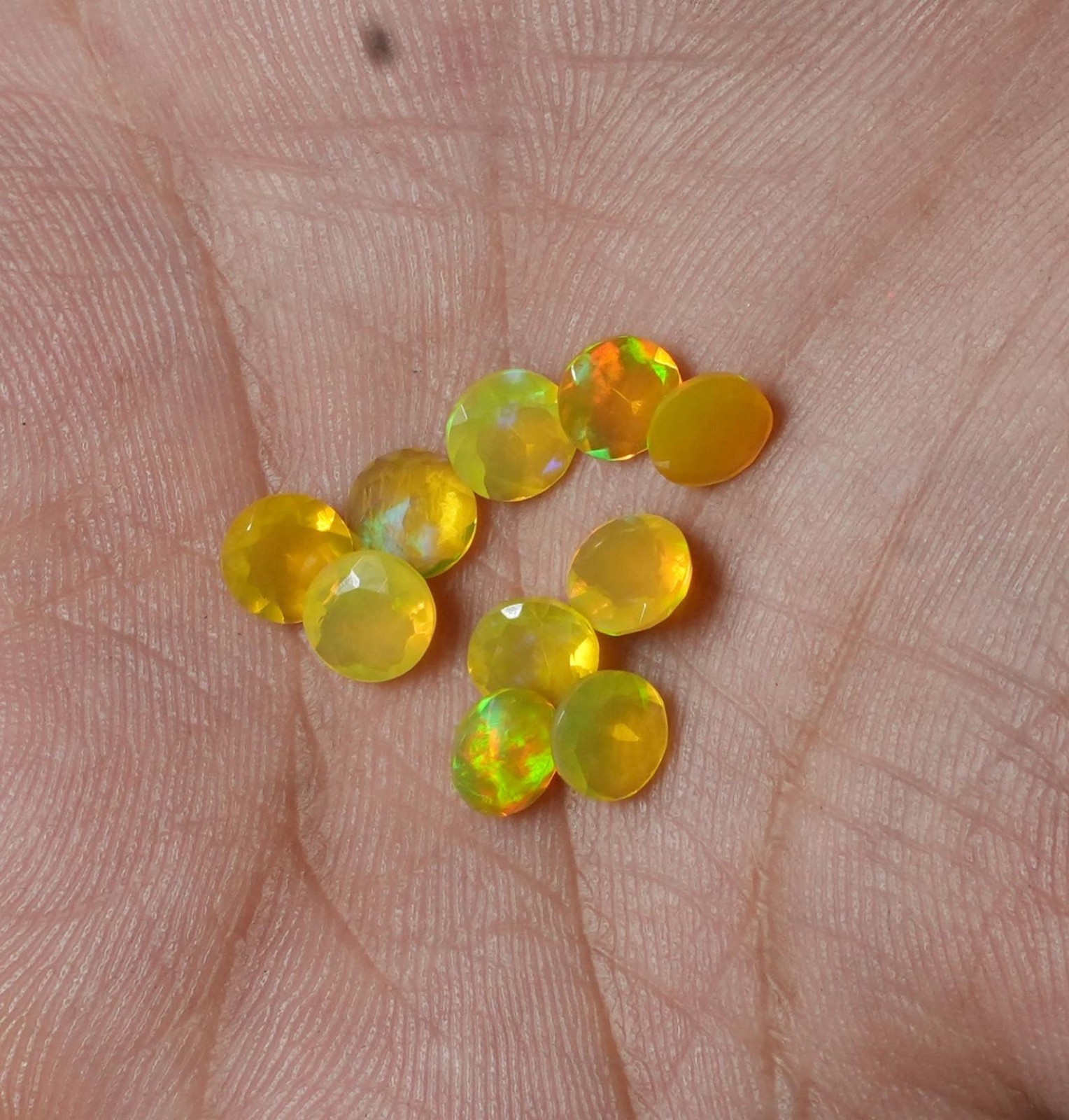 Natural Yellow Ethopian Opal Round Faceted Cut 3mm To 10mm Loose Gemstone