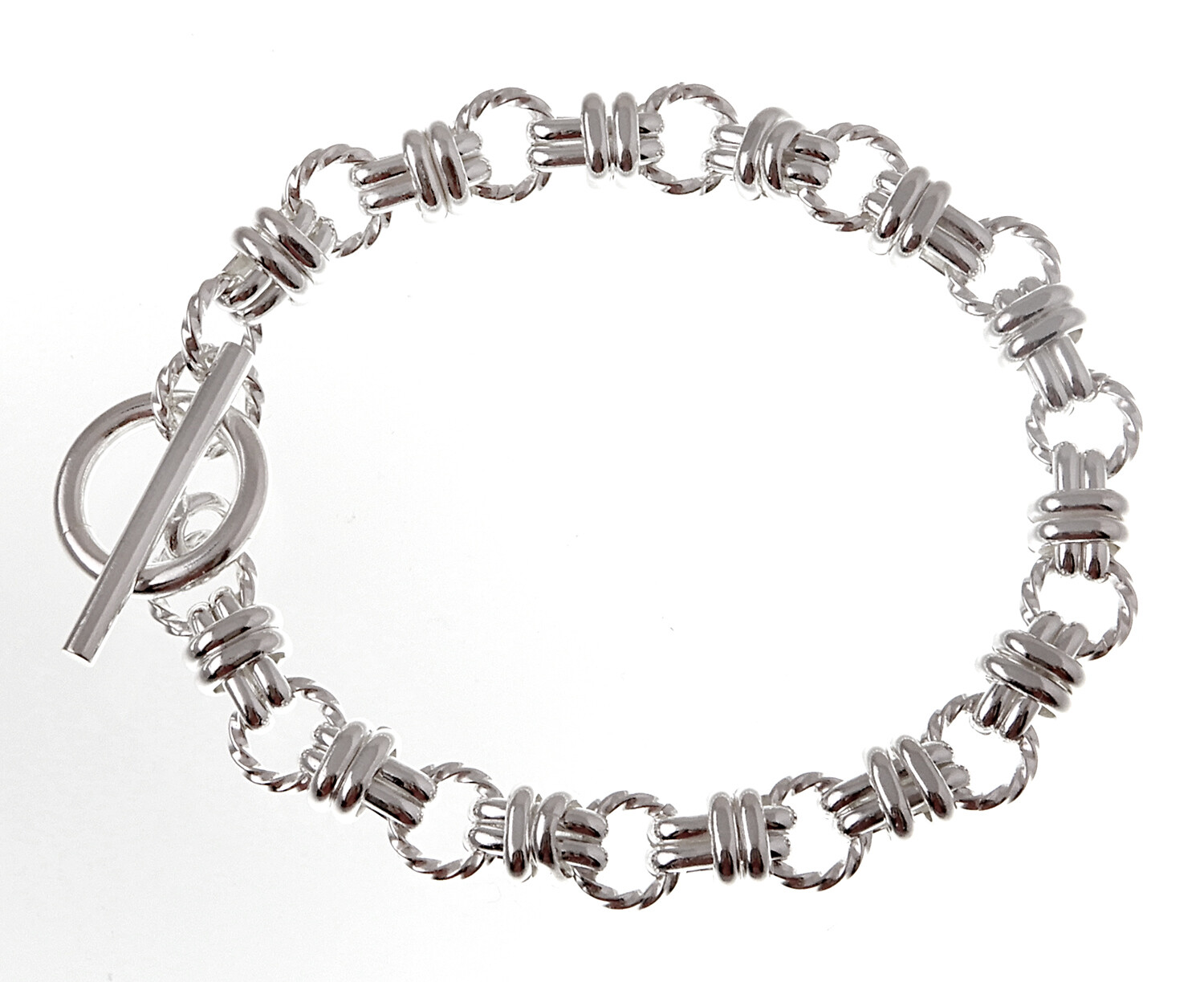 Sterling Silver Toggle Bracelet 7.5 Inch Long