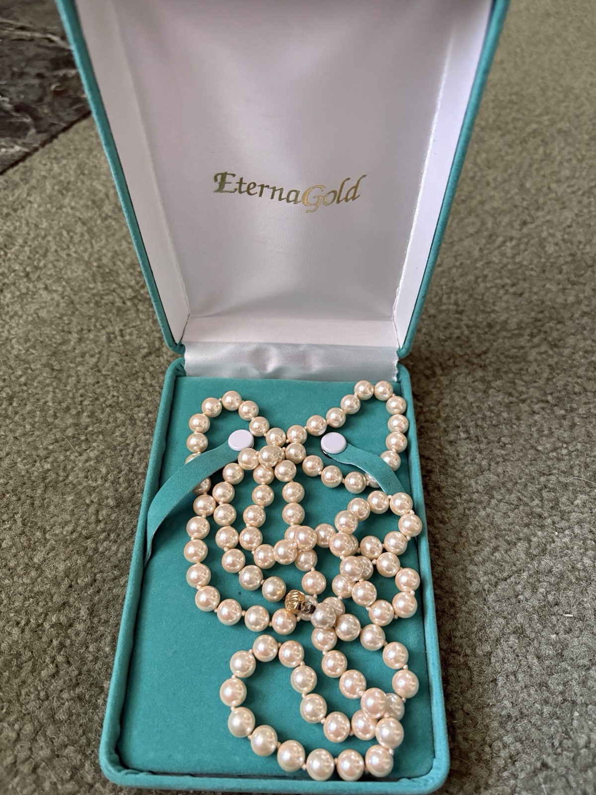 Vintage Opera Length 7mm EternaGold Pearls 34” In Box