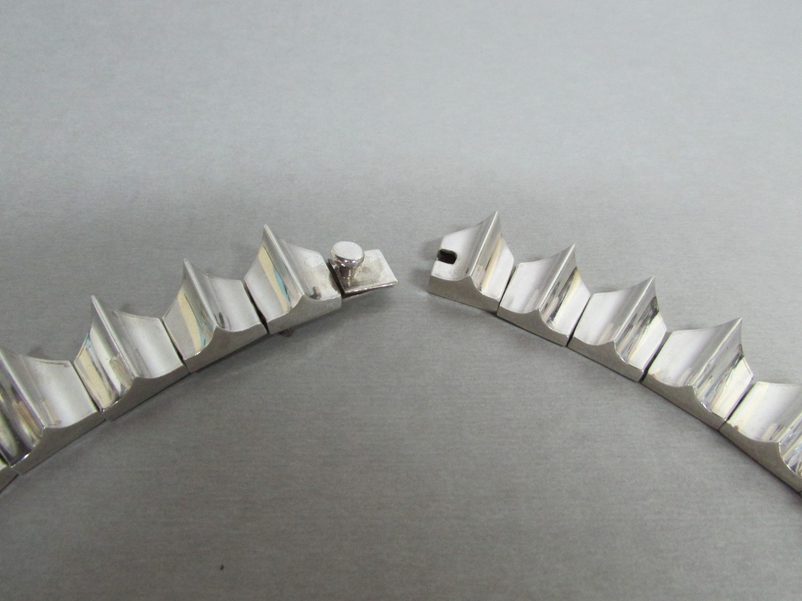 Necklace, Collar, Antonio Pineda, Chevrons, 15.5” 178.6 g. Sterling,970, Taxco