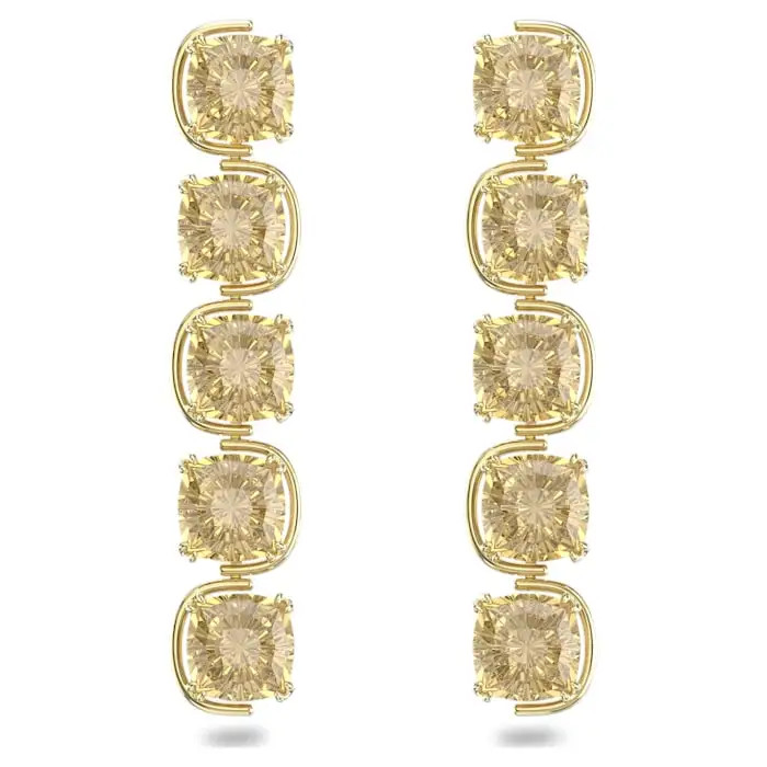 Candy Crystal Necklace Bracelet Earring Ring Set Gold Color Women Jewelry