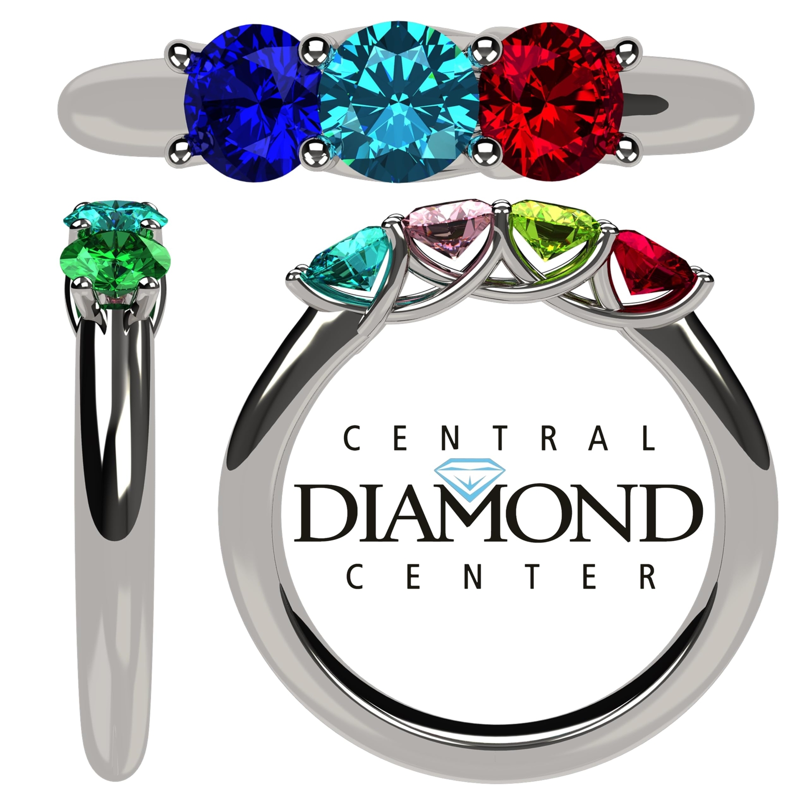 NANA Round Lucita Mothers Ring 1-6 SImulated Birthstones Sterling Silver or 10k