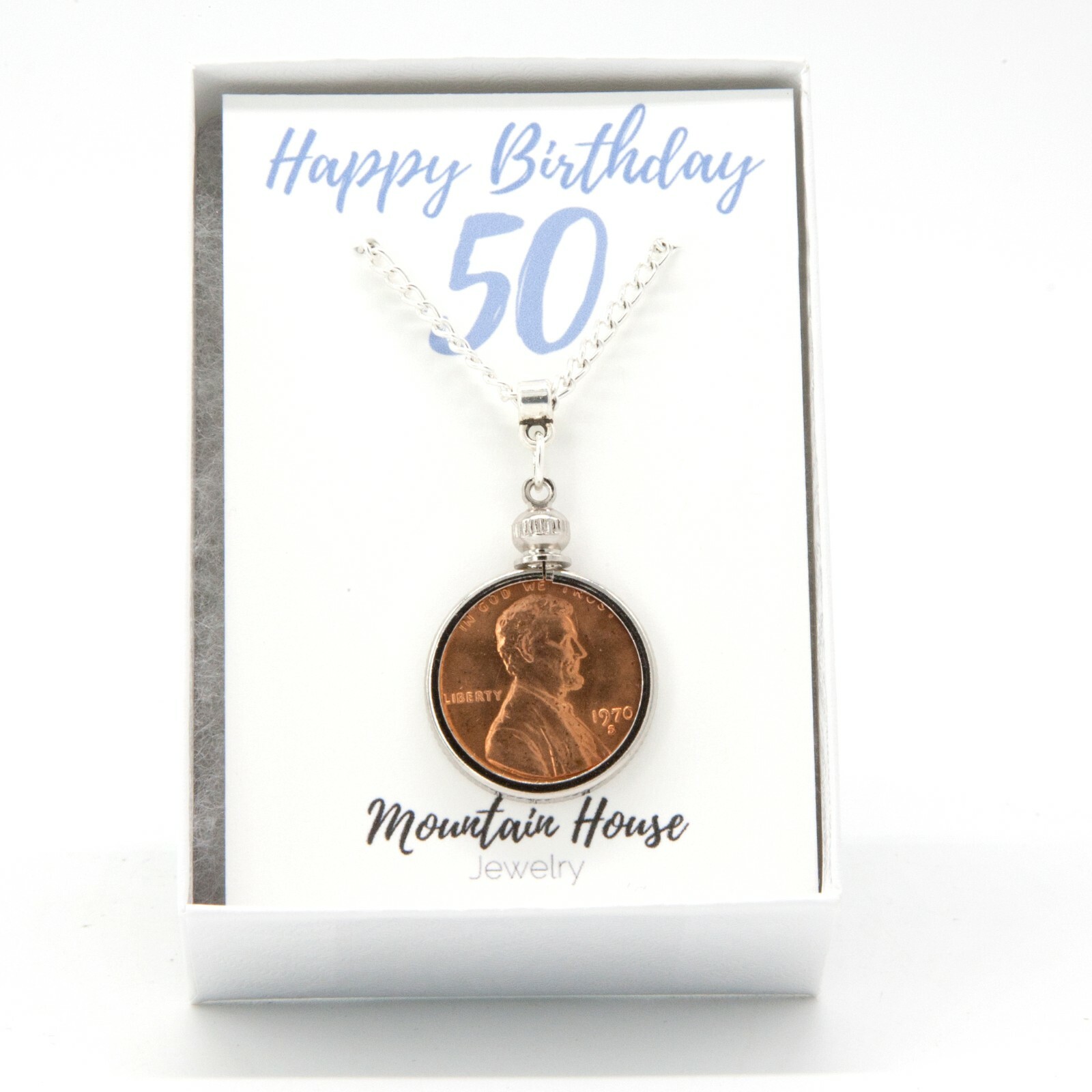 50th Birthday Necklace | 50th Birthday Gift | Coin Jewelry | For Wife Woman Her