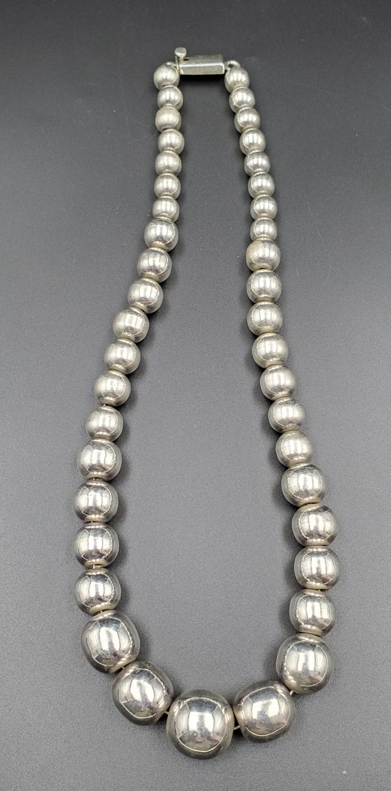 Sterling Silver Beaded Ball Necklace 17.25 Plus Matching Bracelet 7.5 inch long.