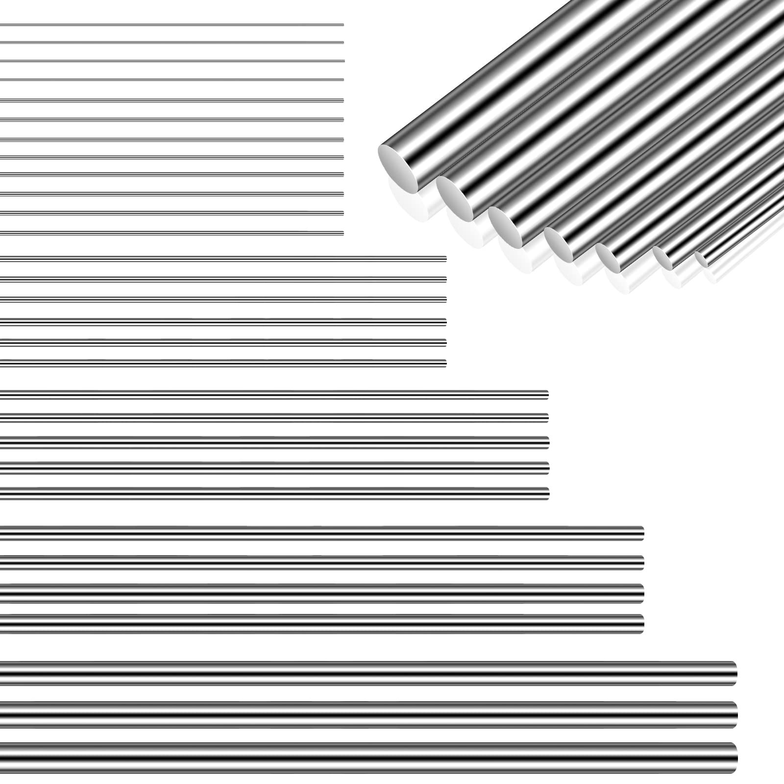 104 Pcs 40 cm Stainless Steel Spring Music Wire, 12 Different Straight Full H…