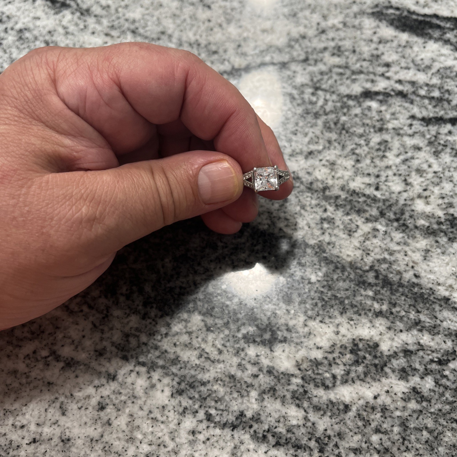 Diamond Nexus Valencia 3.01 Carat Princess Cut Palladium Size 5.5 Ring