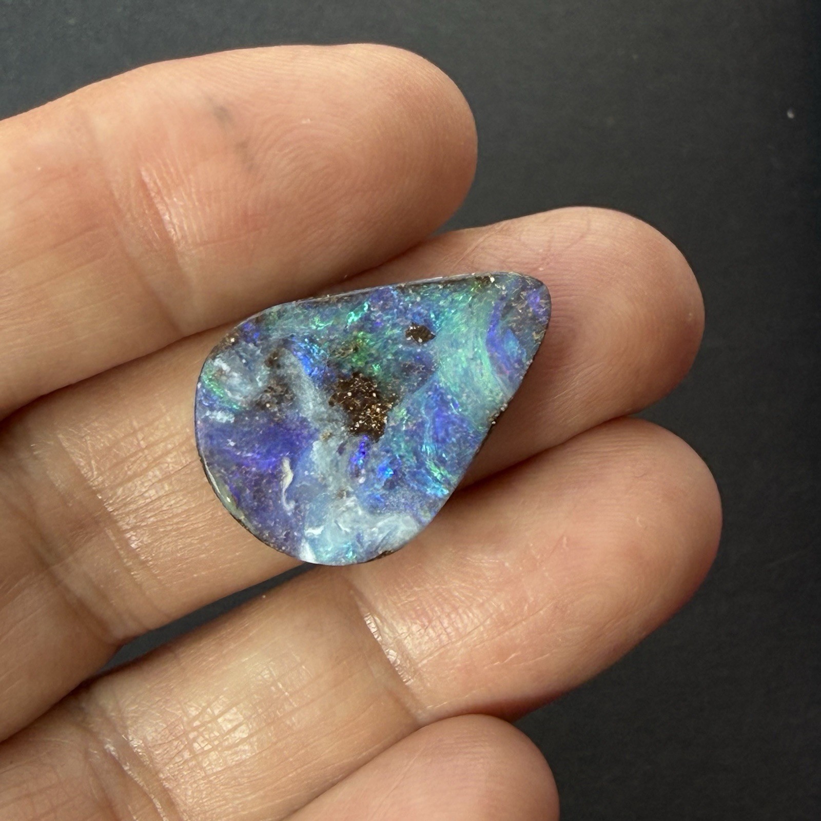 13.45ct 23.9x17x4.5mm Caribbean Blue Australian Boulder Opal Teardrop Cabochon