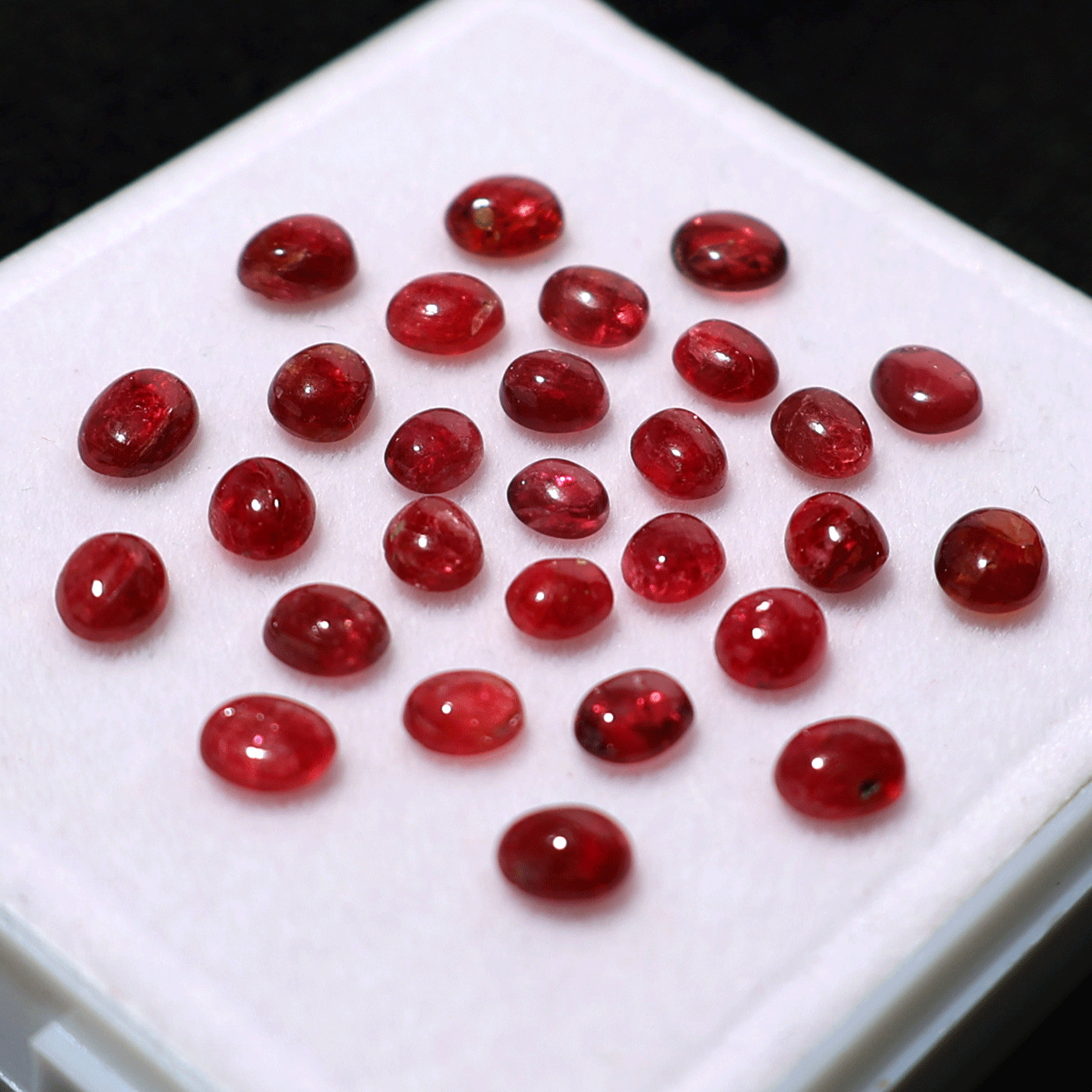 28 PC Natural Red Spinel Untreated 4.5mm-6mm High Quality Cabochon Gemstones Lot