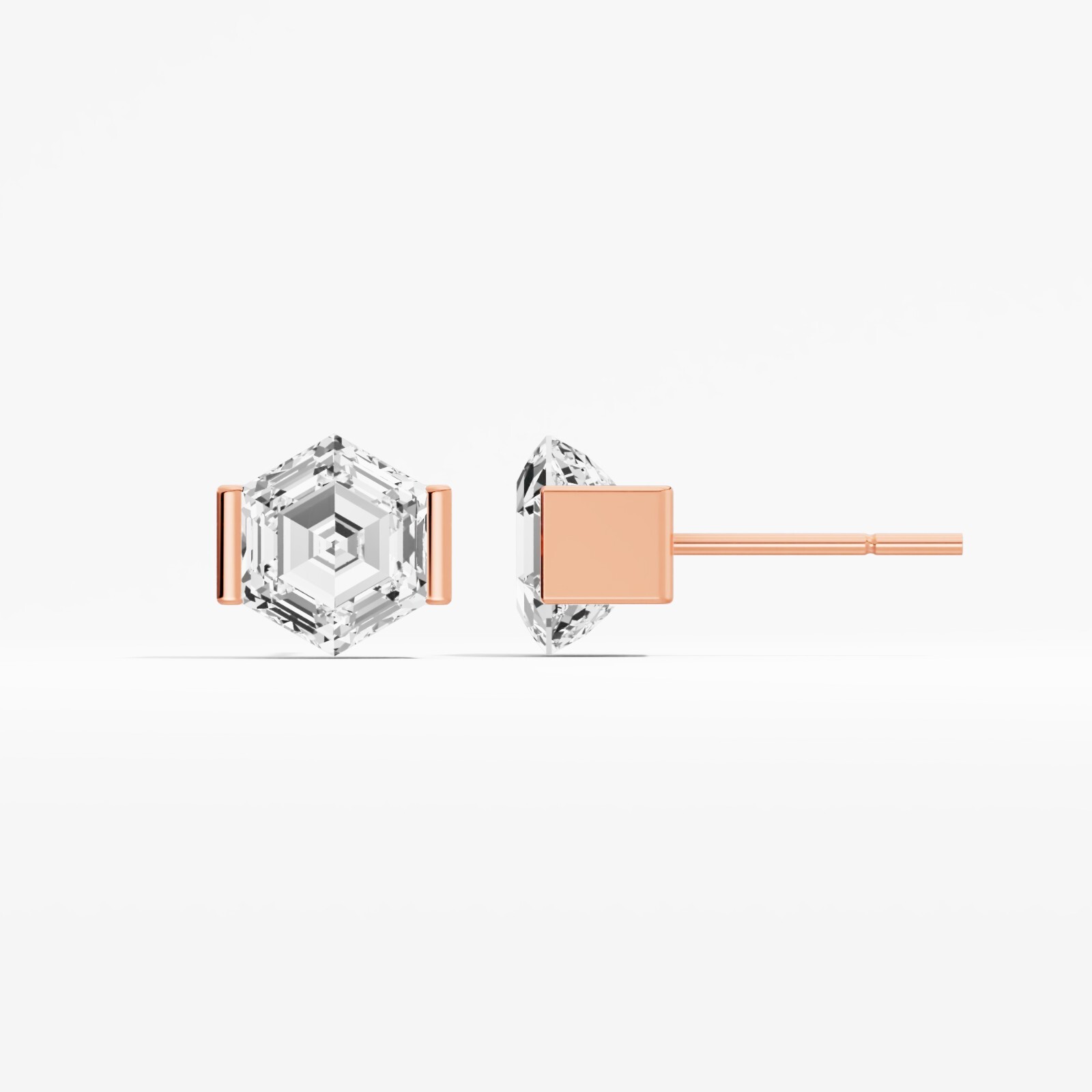 2.00 ct Lab Created Hexagon Diamond Stud Earring in 14K Yellow Gold For Women