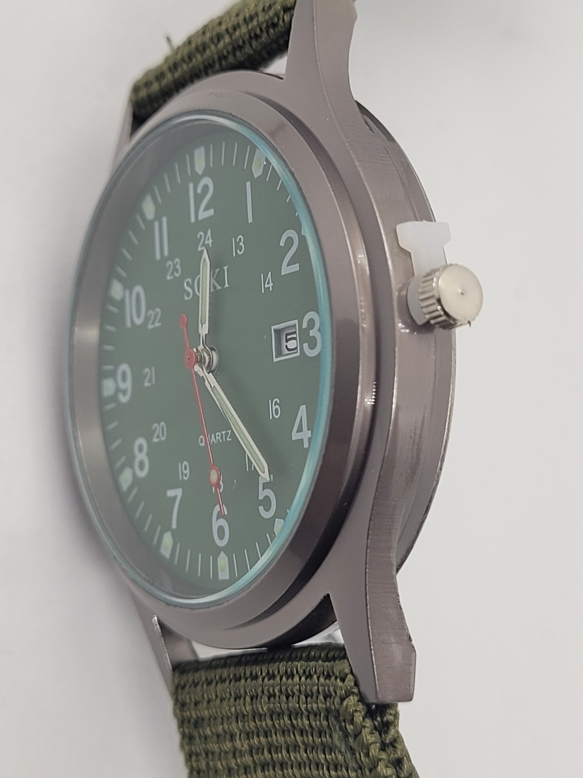 Soki Green Dial Army Military Green Nylon Band Field Watch USA Shipping. (133)