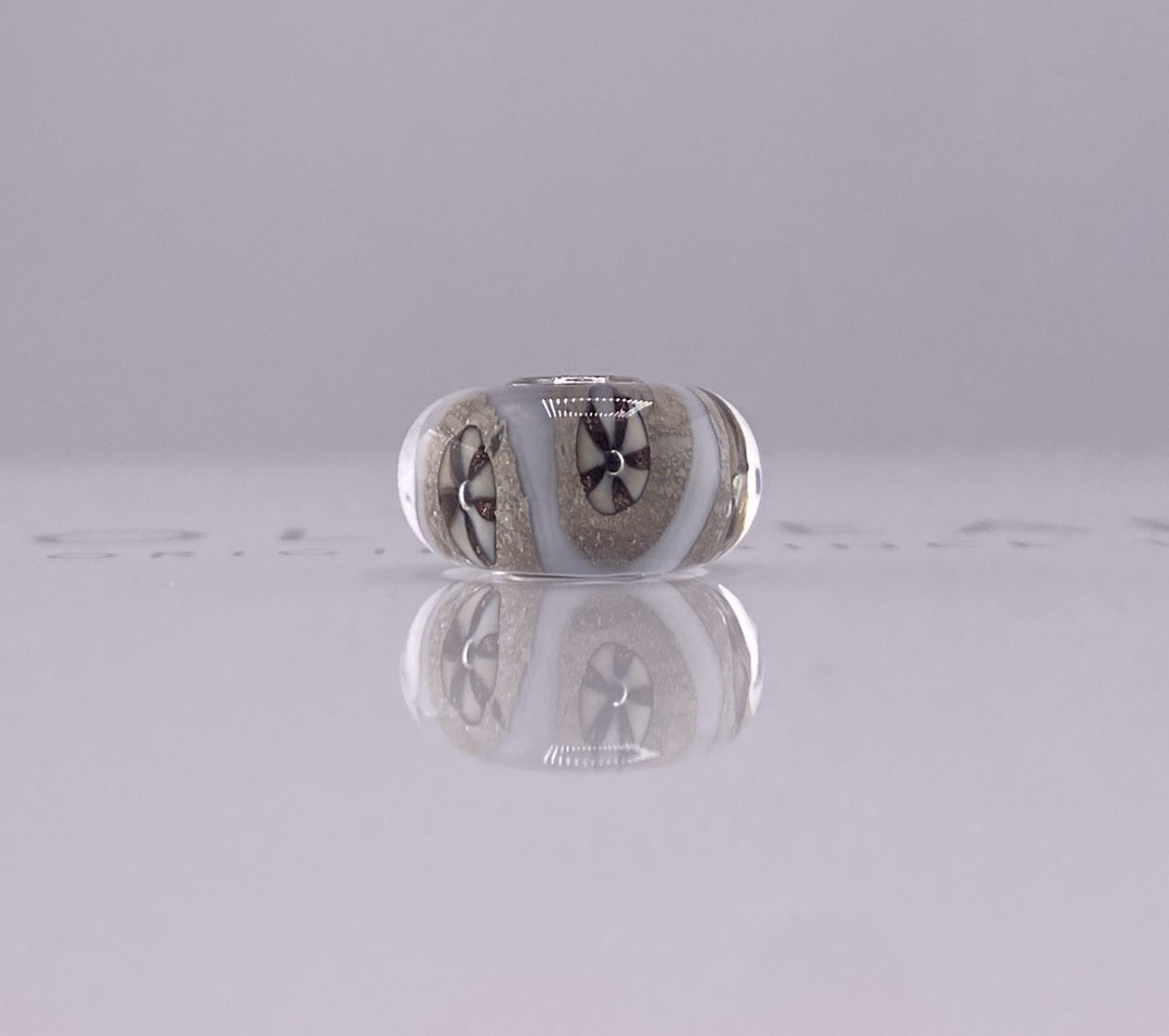 Trollbeads Sand Bead NEW Rare Neutral Beige White Glass Sterling Silver Core