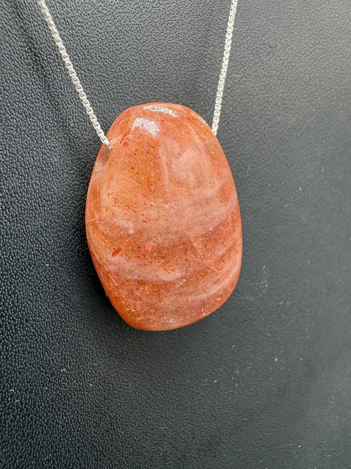 Natural Large Orange Drill Through Sunstone Pendant 44.96 Cts | 28×20.70MM