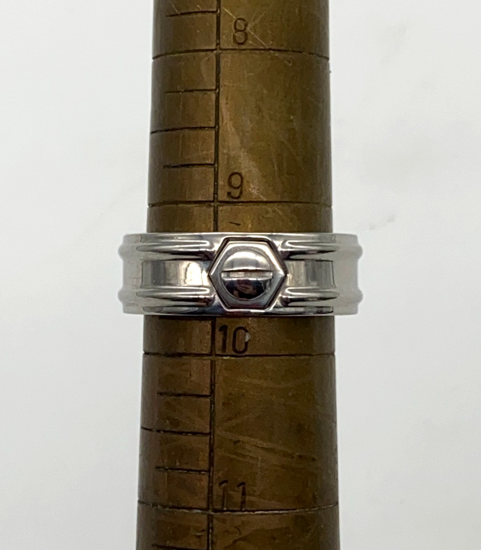 Charriol Stainless Steel Men’s Ring Size 62 Hex Bolt Design Silver Band – US9.5