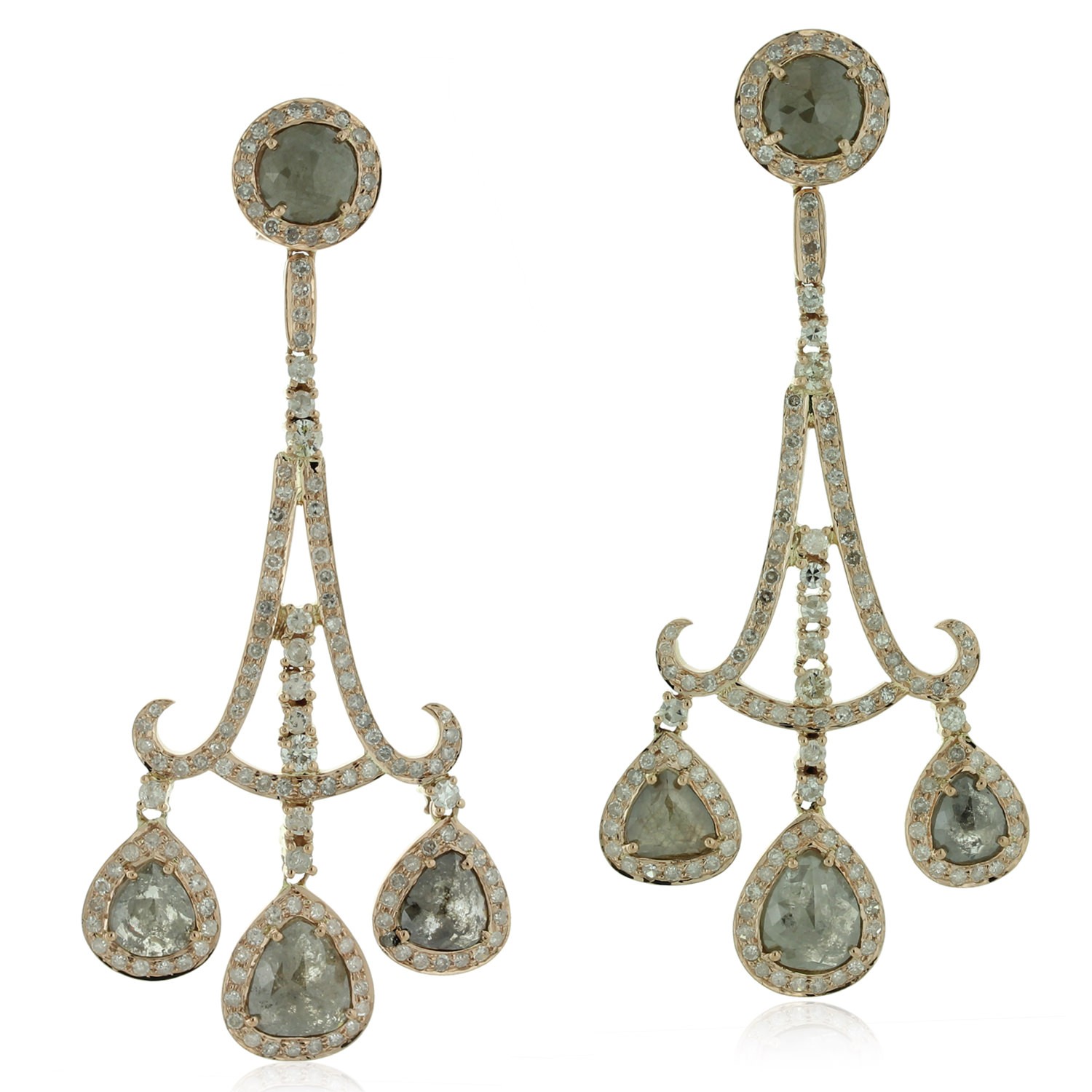 Dangle Earrings For Women 18k Rose Gold Ice Diamond Chandelier Jewelry Women