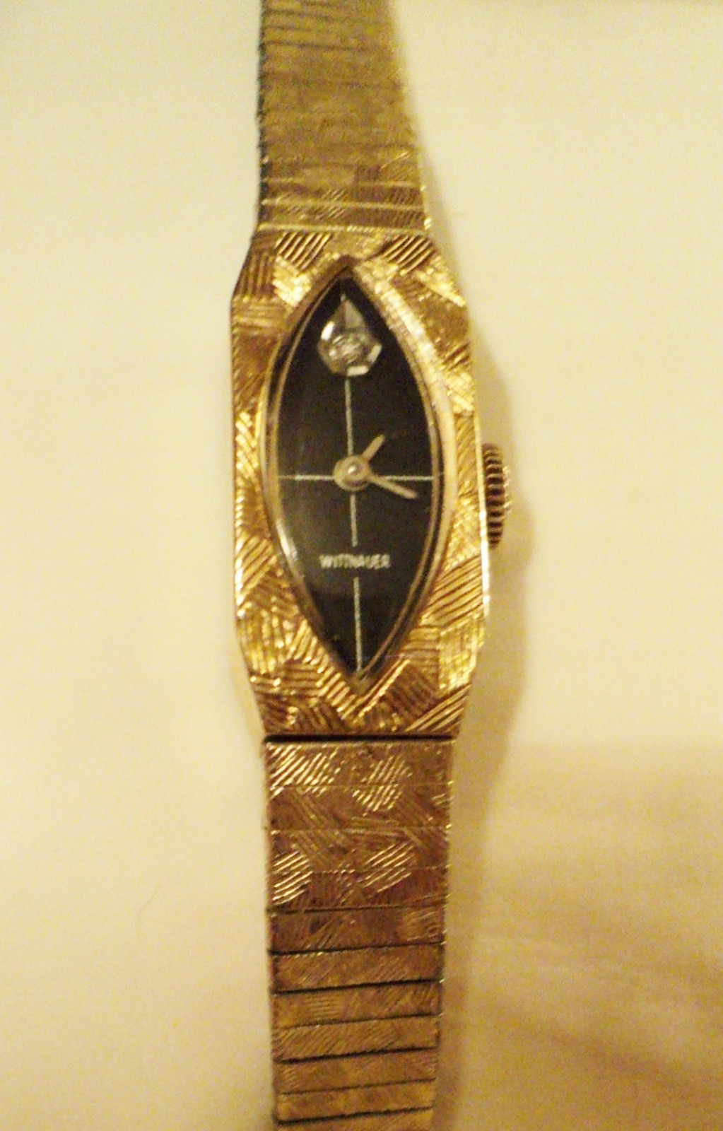 WITTNAUER 10K GOLD FILLED BY LONGINES GENEVE WATCH & BAND DIAMOND 17 JEWELS CASE